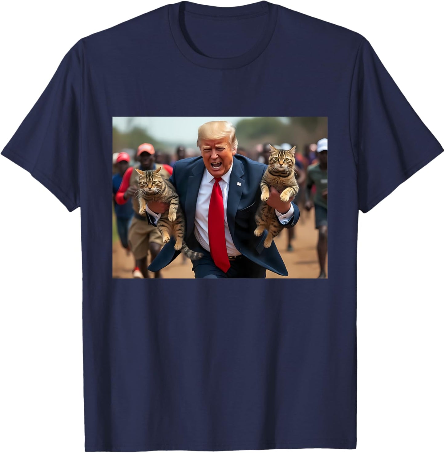 Make Cats Safe Again - Trump Holding Cat - Pets For Trump Women T-Shirt - T-Shirt | Navy