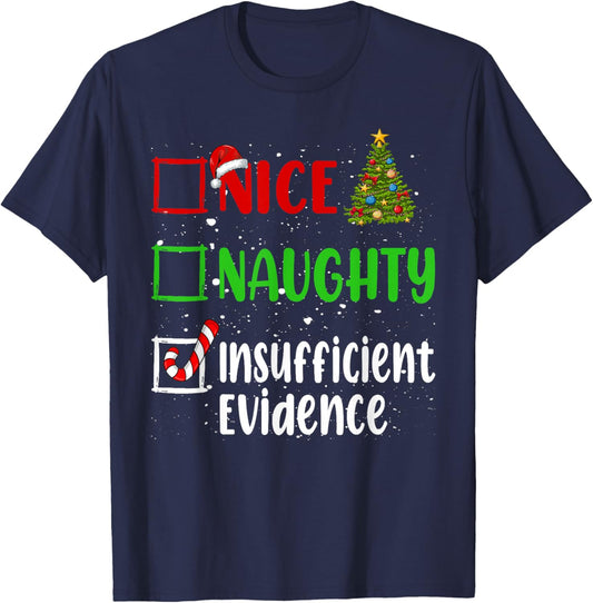 Nice Naughty List Funny Christmas List -Adults Black Small T-Shirt - T-Shirt | Navy