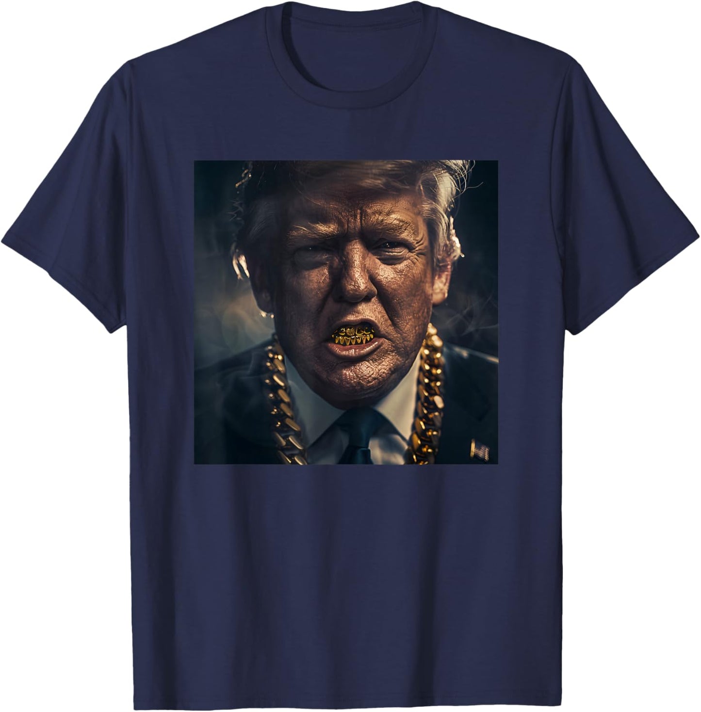 Donald Trump Gold Grillz T-Shirt - T-Shirt | Navy