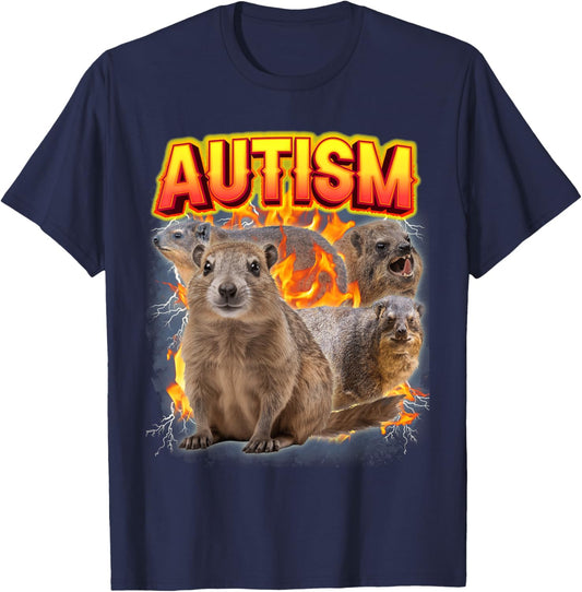 Autism Rock Hyrax inappropriate Funny Oddly Specific Meme T-Shirt - T-Shirt | Navy
