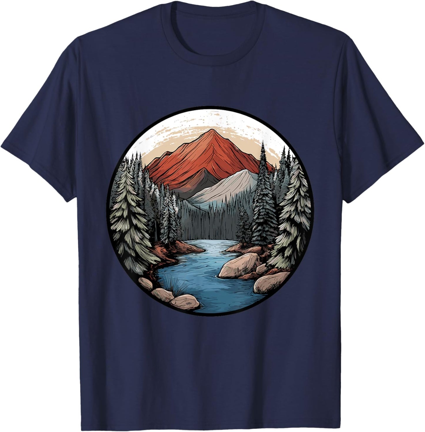 Hiking in Nature, Hiking T-Shirt - T-Shirt | Navy
