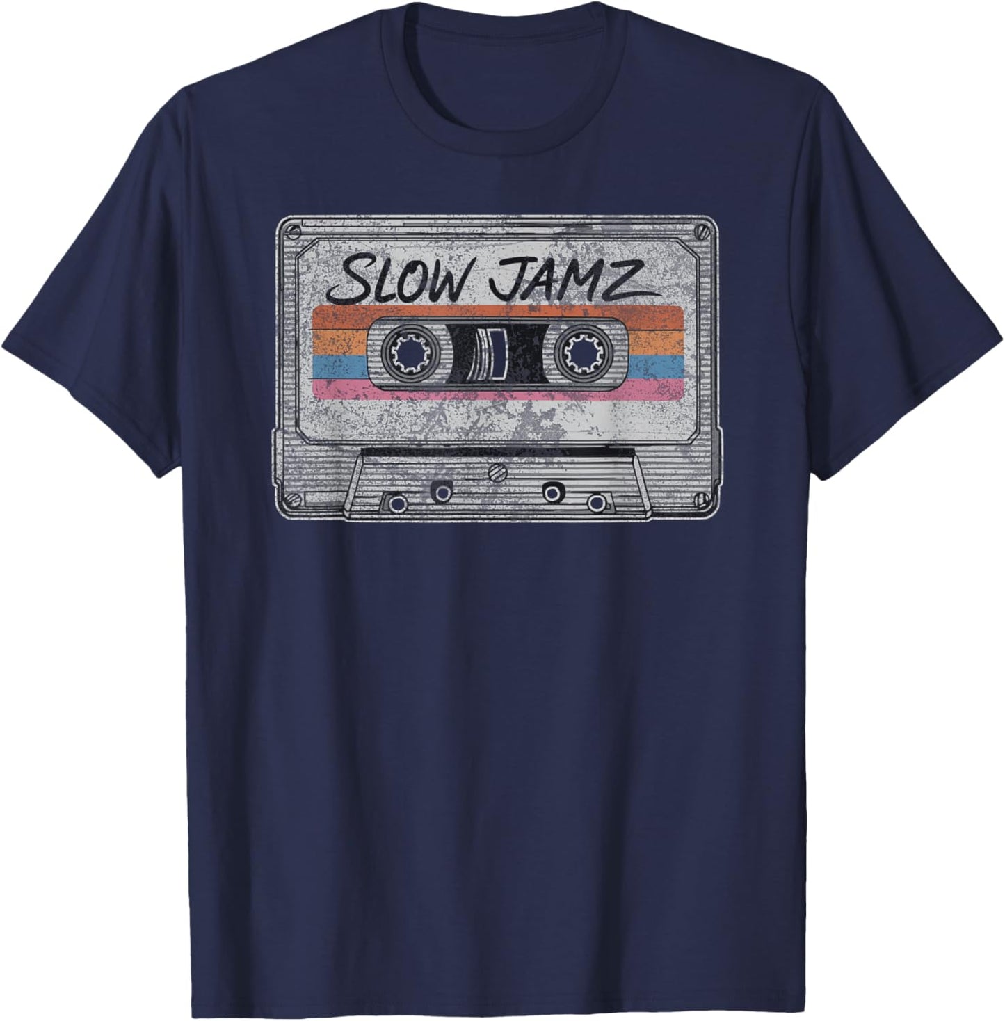 Old School Slow Jams, Jamz 80s 90s Mixtape Graphic T-Shirt - T-Shirt | Navy