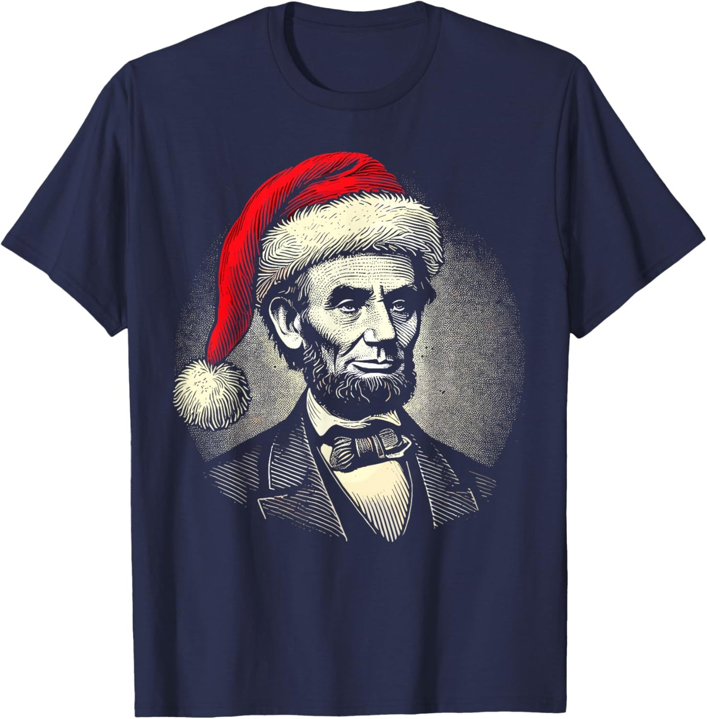 Christmas Abraham Lincoln Presidential Portrait Abe Lincoln T-Shirt - T-Shirt | Navy