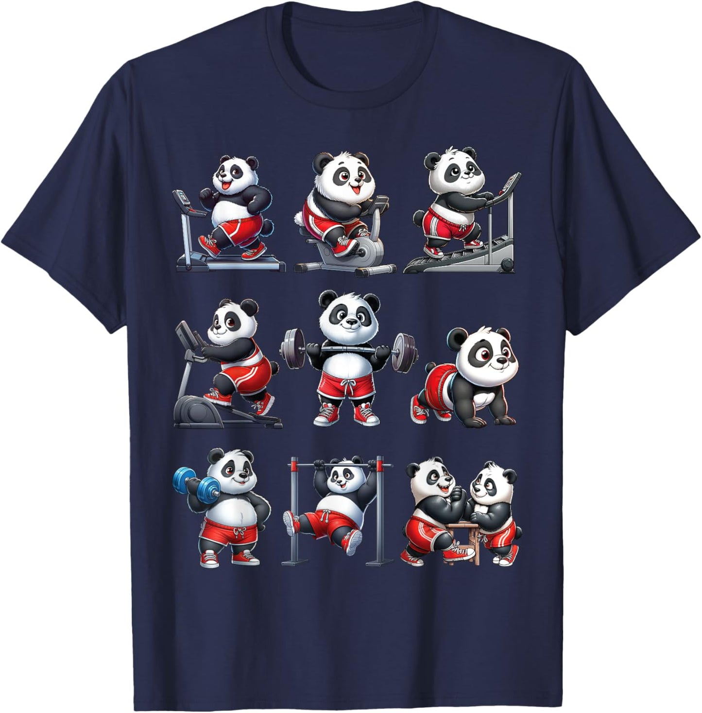 Panda Fitness Collection Gym Workout Weightlifting Sport T-Shirt - T-Shirt | Navy