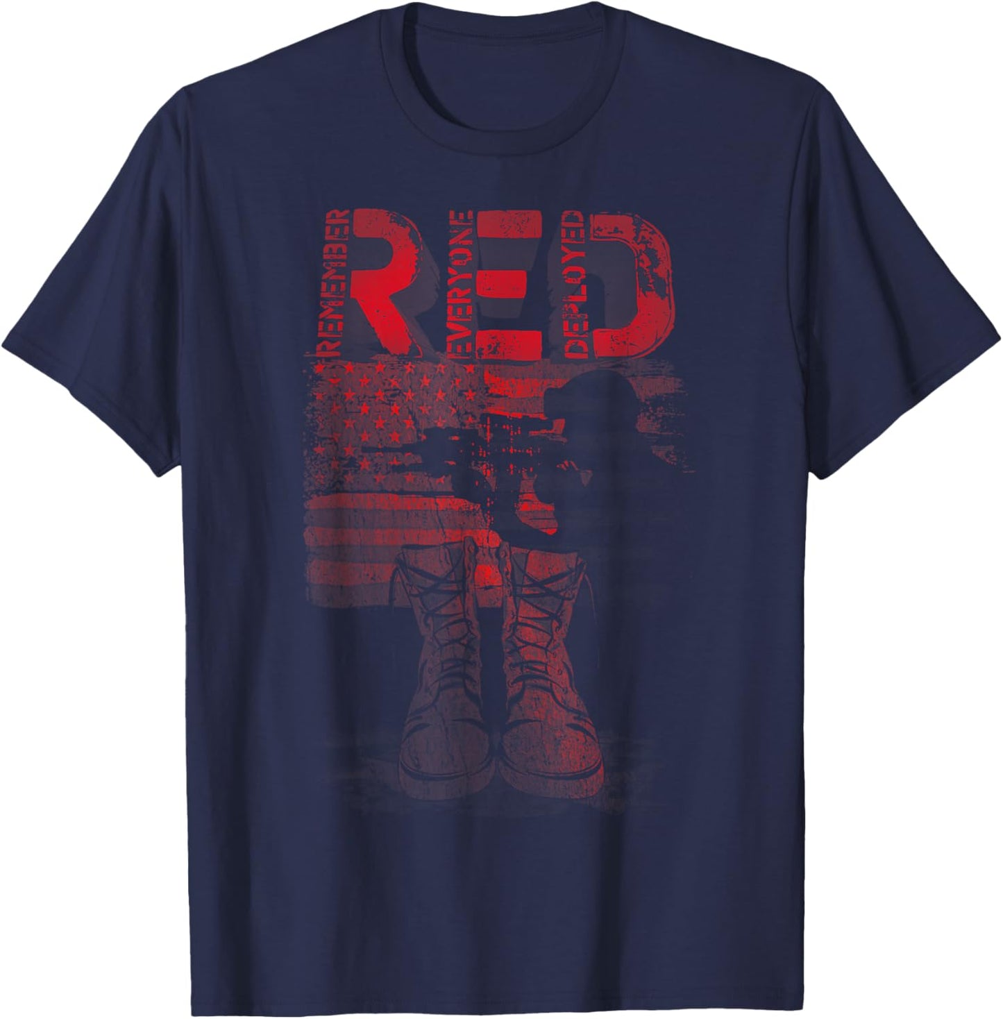Red Friday: Stacked T-Shirt - T-Shirt | Navy