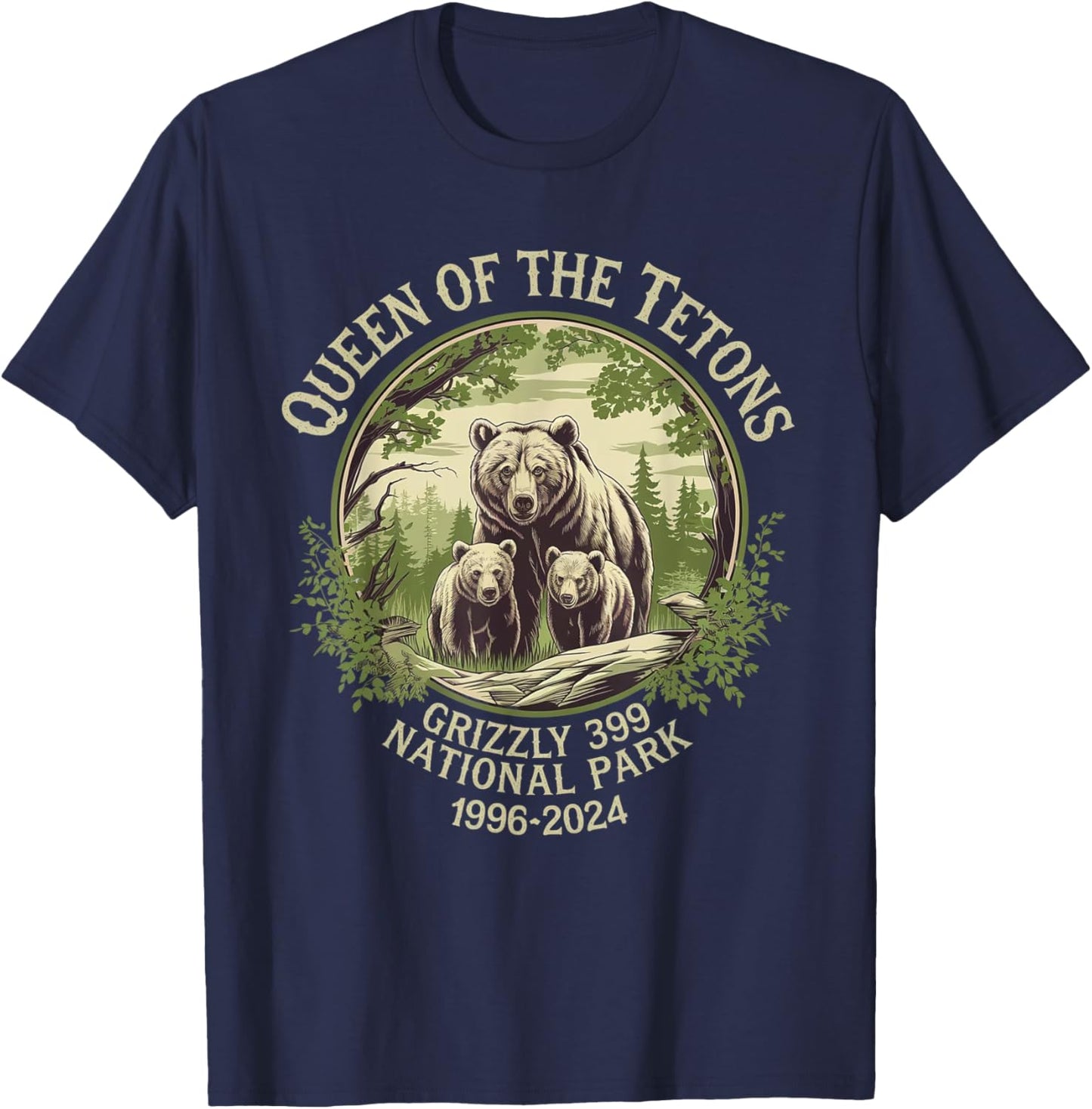 Queen Of The Tetons Grizzly 399 Wildlife Preserve 1996-2024 T-Shirt - T-Shirt | Navy