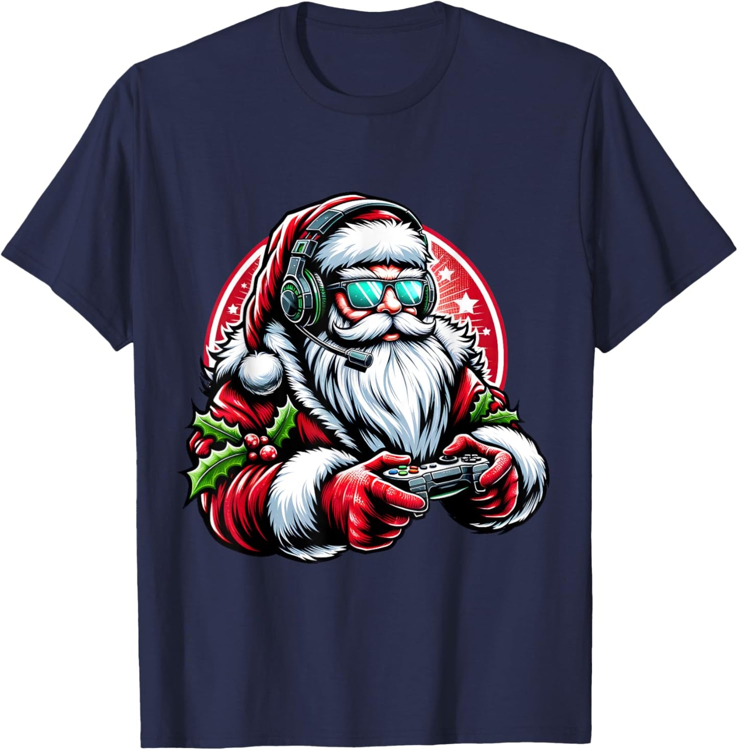 Christmas Gamer Boys Video Game Santa Xmas T-Shirt - T-Shirt | Navy