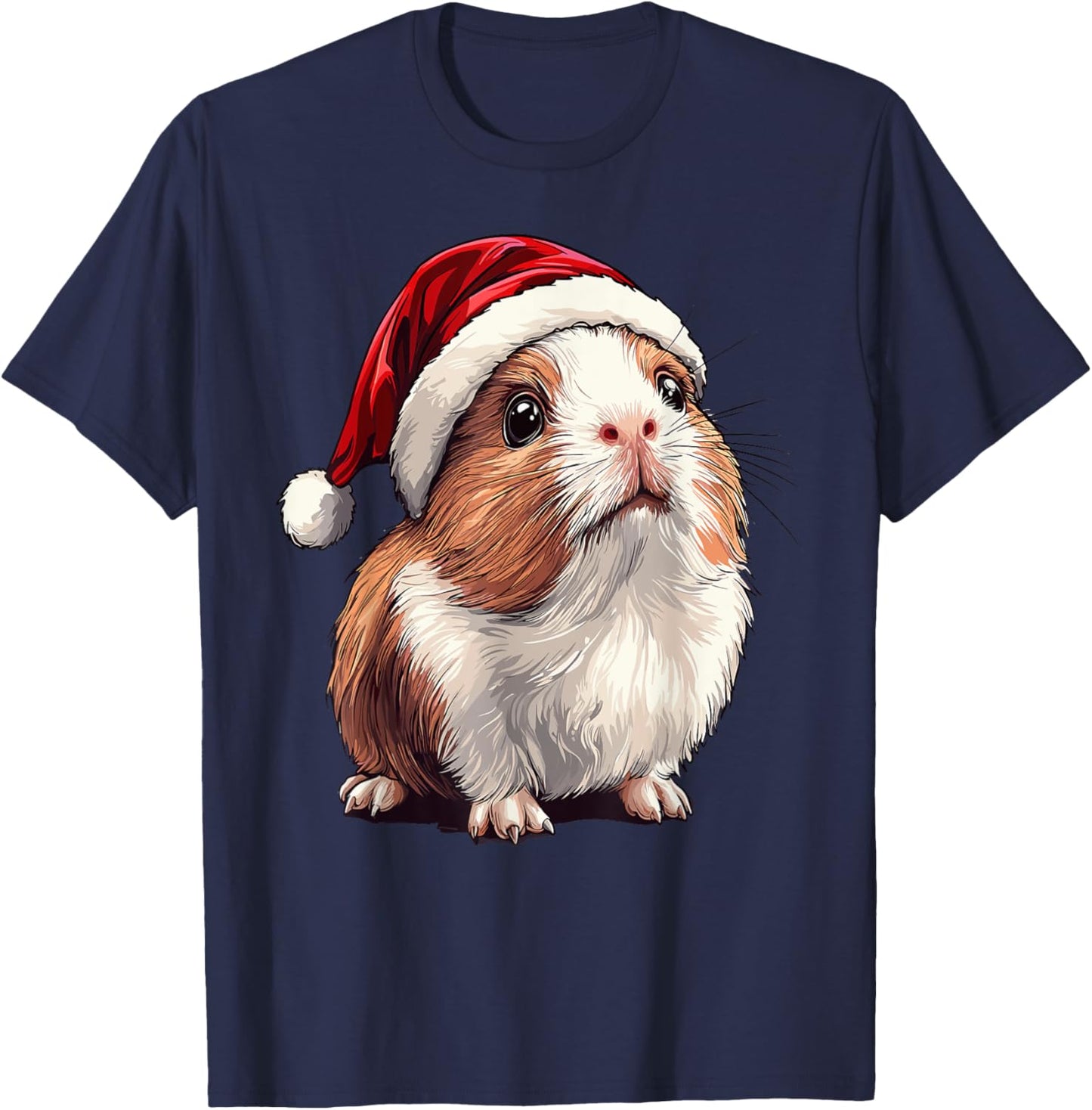 Xmas Guinea Pig Lovers Christmas Pajama Guinea Pig Santa Hat T-Shirt - T-Shirt | Navy
