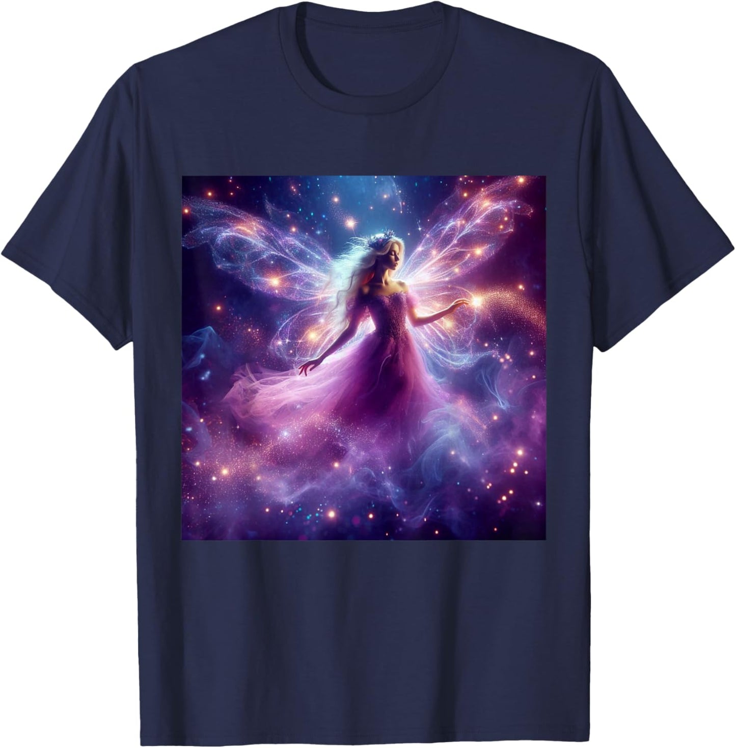 Beautiful Enchanted Fairy Sparkling with Magical Purple Mist T-Shirt - T-Shirt | Navy
