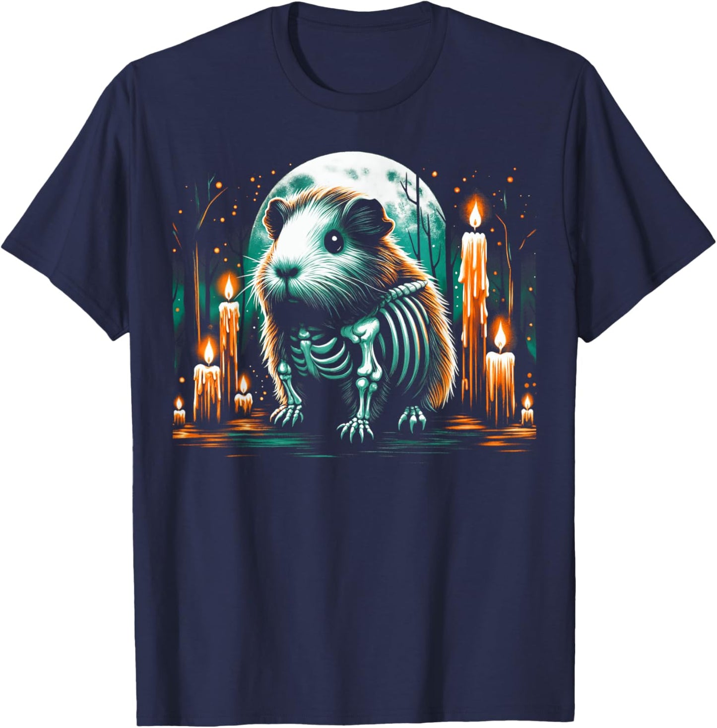 Cool Guinea Pig Skeleton Halloween Christmas Birthday T-Shirt - T-Shirt | Navy