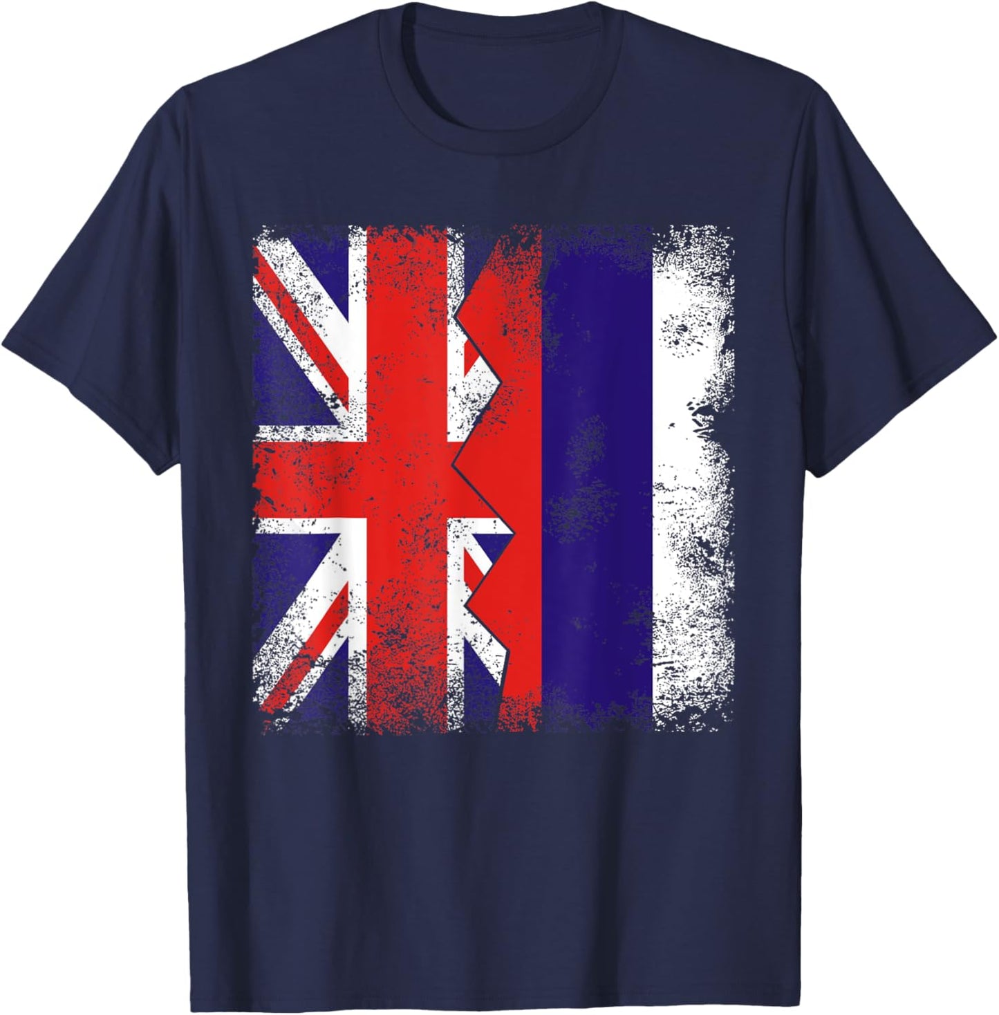 Russian Roots | Half British Flags | UK Russia Vintage T-Shirt - T-Shirt | Navy