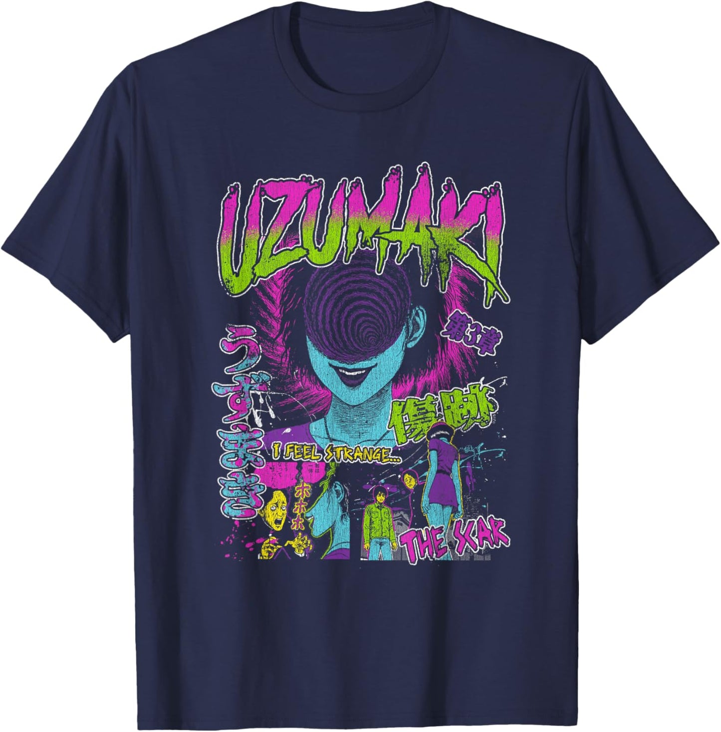 Uzumaki Junji Ito Spiral Girl Horror Manga T-Shirt - T-Shirt | Navy