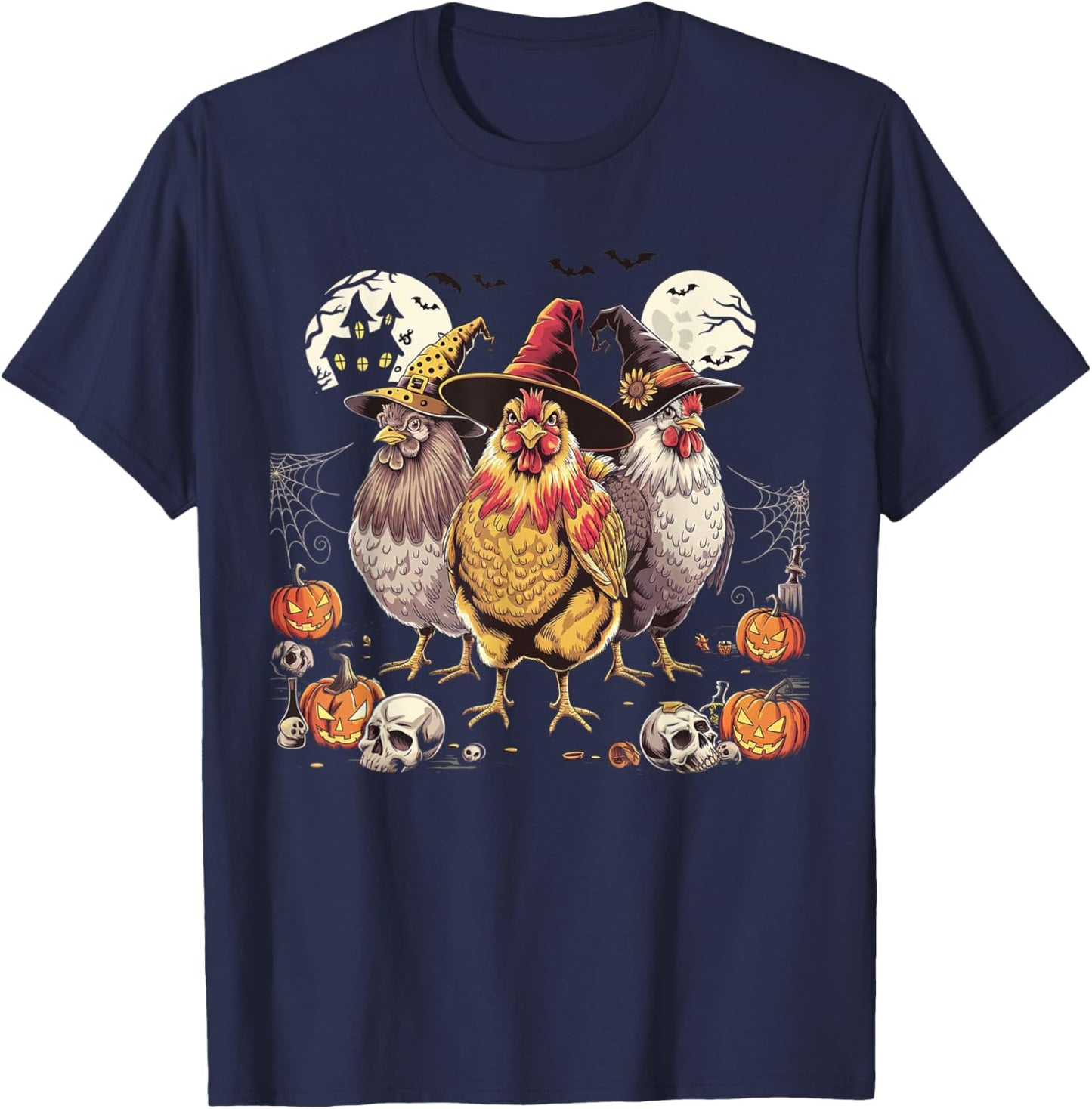 Funny Halloween Chicken Costume Spooky Season Chickens Witch T-Shirt - T-Shirt | Navy