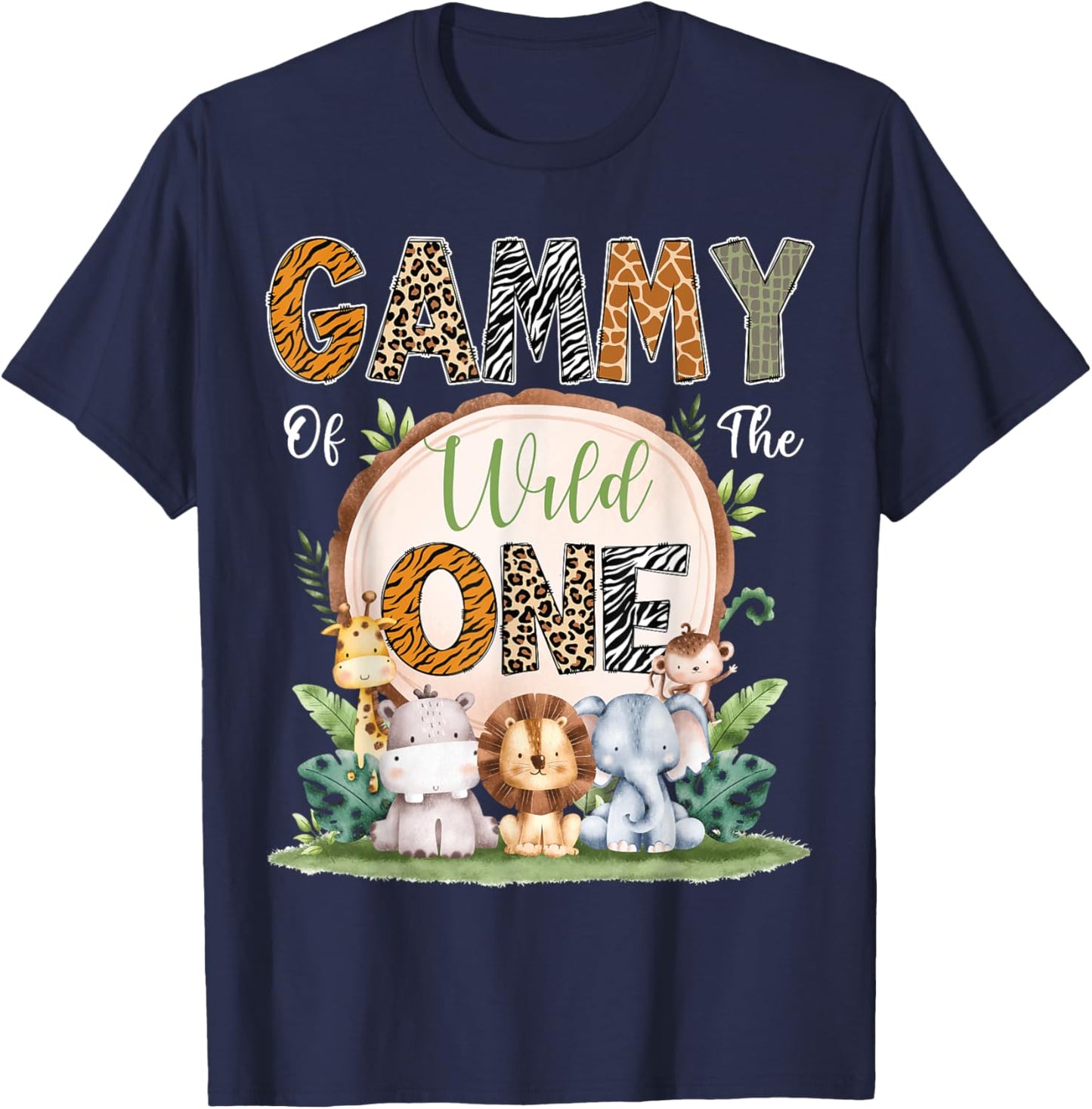 Gammy Of The Wild One First Birthday Safari Woodland T-Shirt - T-Shirt | Navy