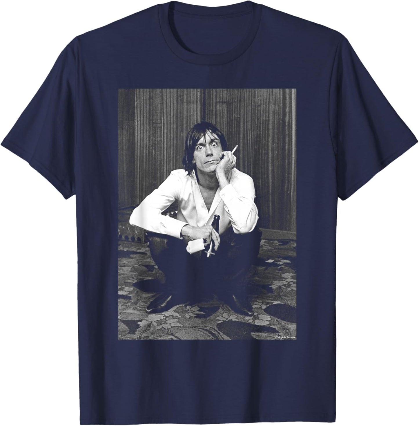 Iggy Pop Of The Stooges Friars Aylesbury By Virginia Turbett T-Shirt - T-Shirt | Navy