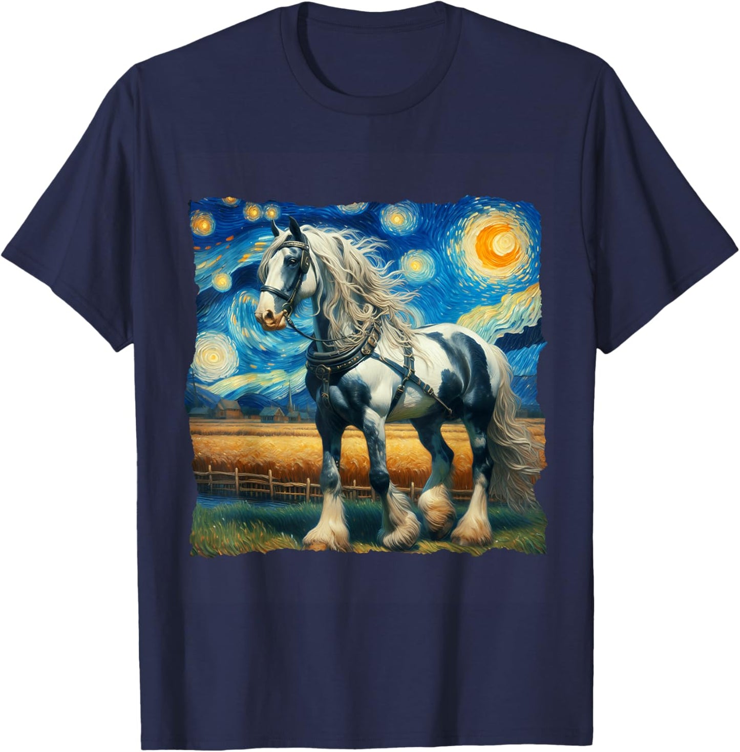Belgian Draft Starry Night Belgian Draft Horse T-Shirt - T-Shirt | Navy