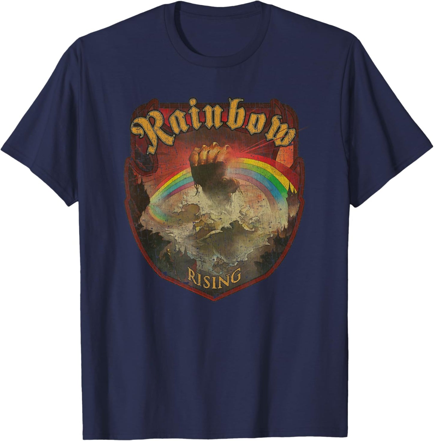 Vintage Rainbow Rising 70s Music Demon Hard Rock T-Shirt - T-Shirt | Navy