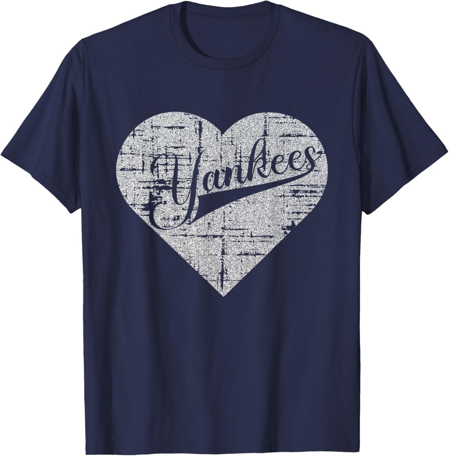 Vintage Heart Yankees I Love Yankees First Name Personalized T-Shirt - T-Shirt | Navy