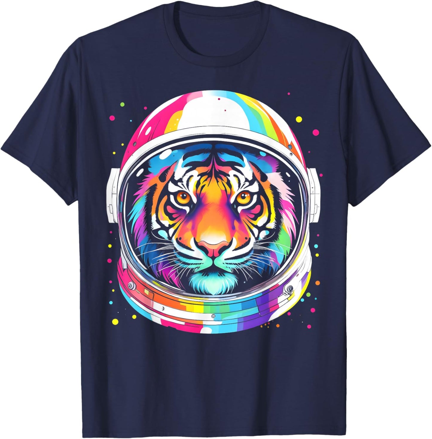 Astronaut Tiger Adventure Vibrant Colorful Space Funny T-Shirt - T-Shirt | Navy