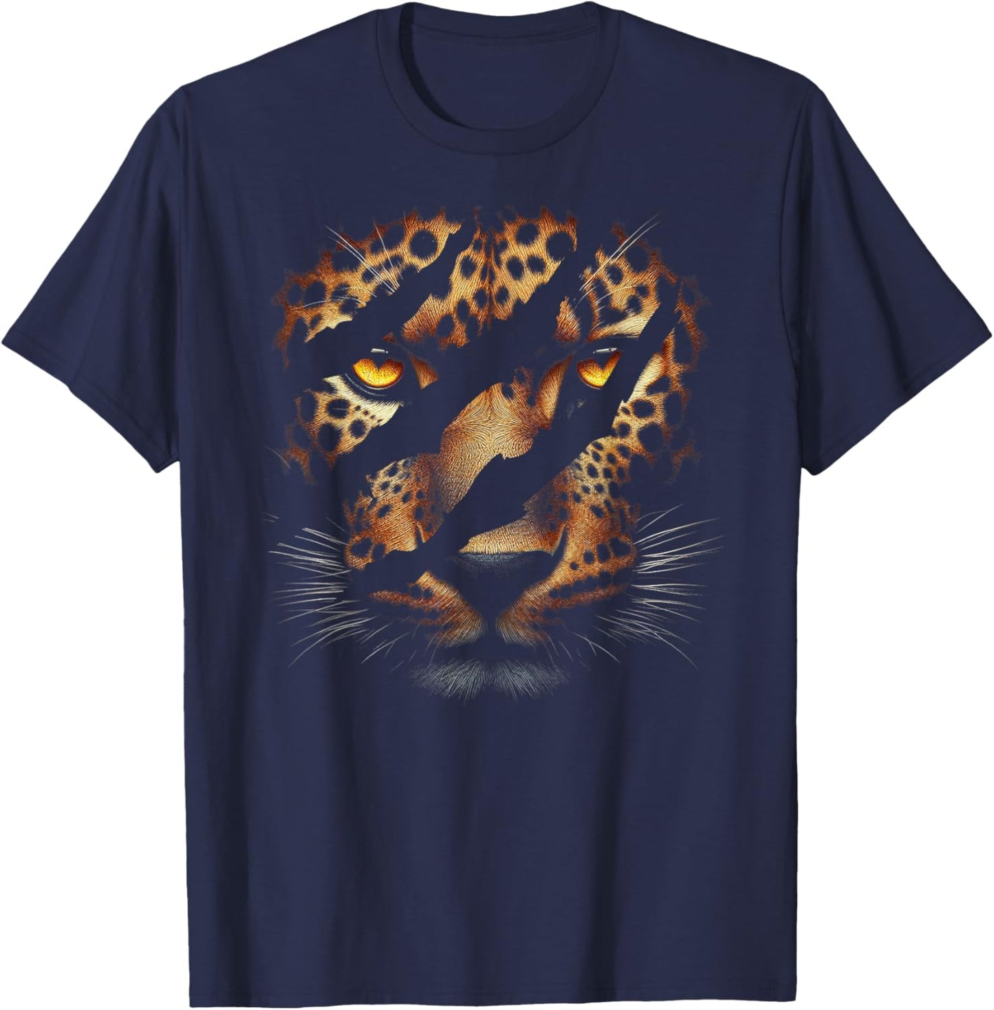 Leopard Cheetah Tiger Leopard Face Lion Cat T-Shirt - T-Shirt | Navy