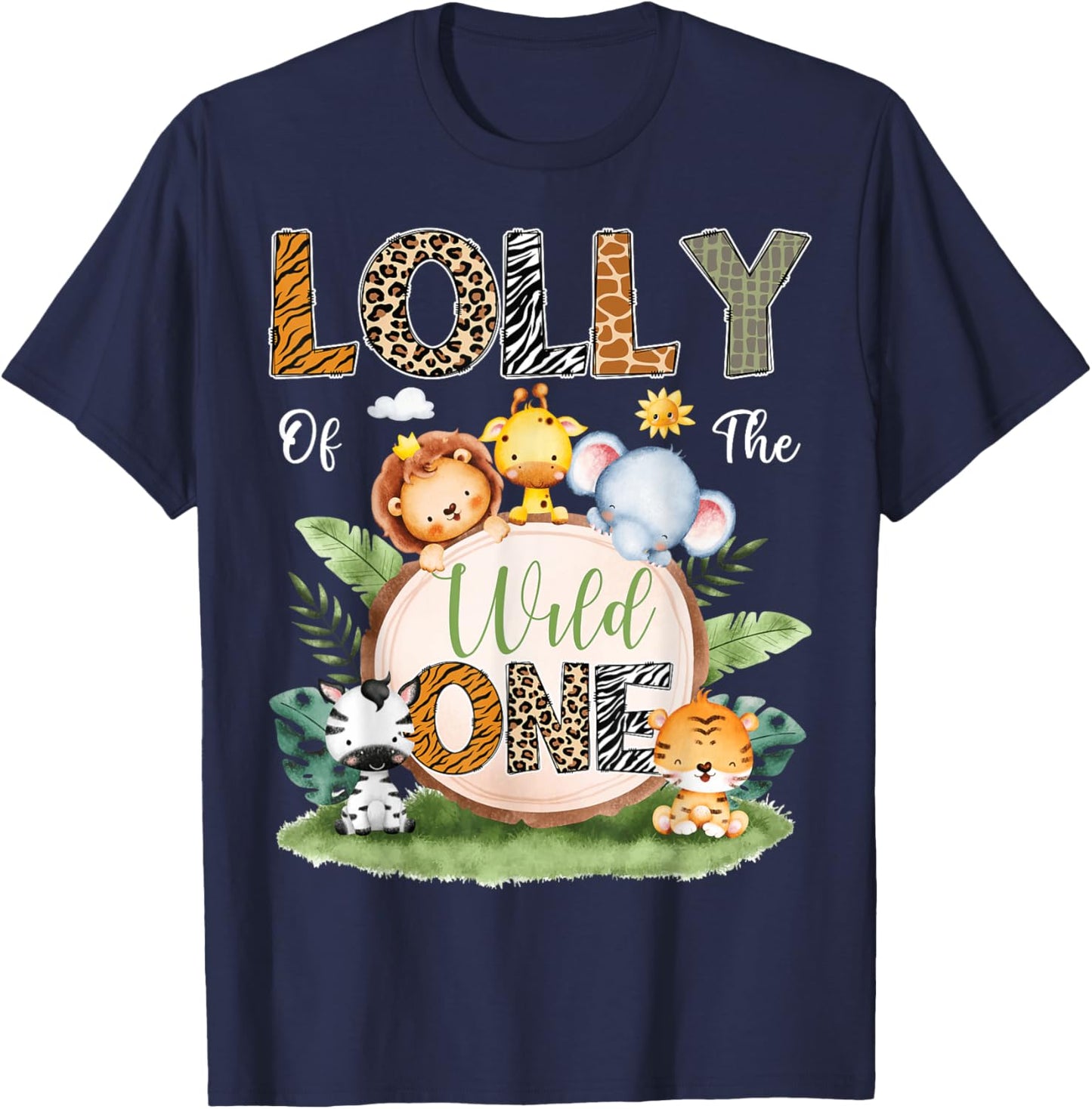 Lolly Of The Wild One 1St Birthday Kids Safari Jungle T-Shirt - T-Shirt | Navy