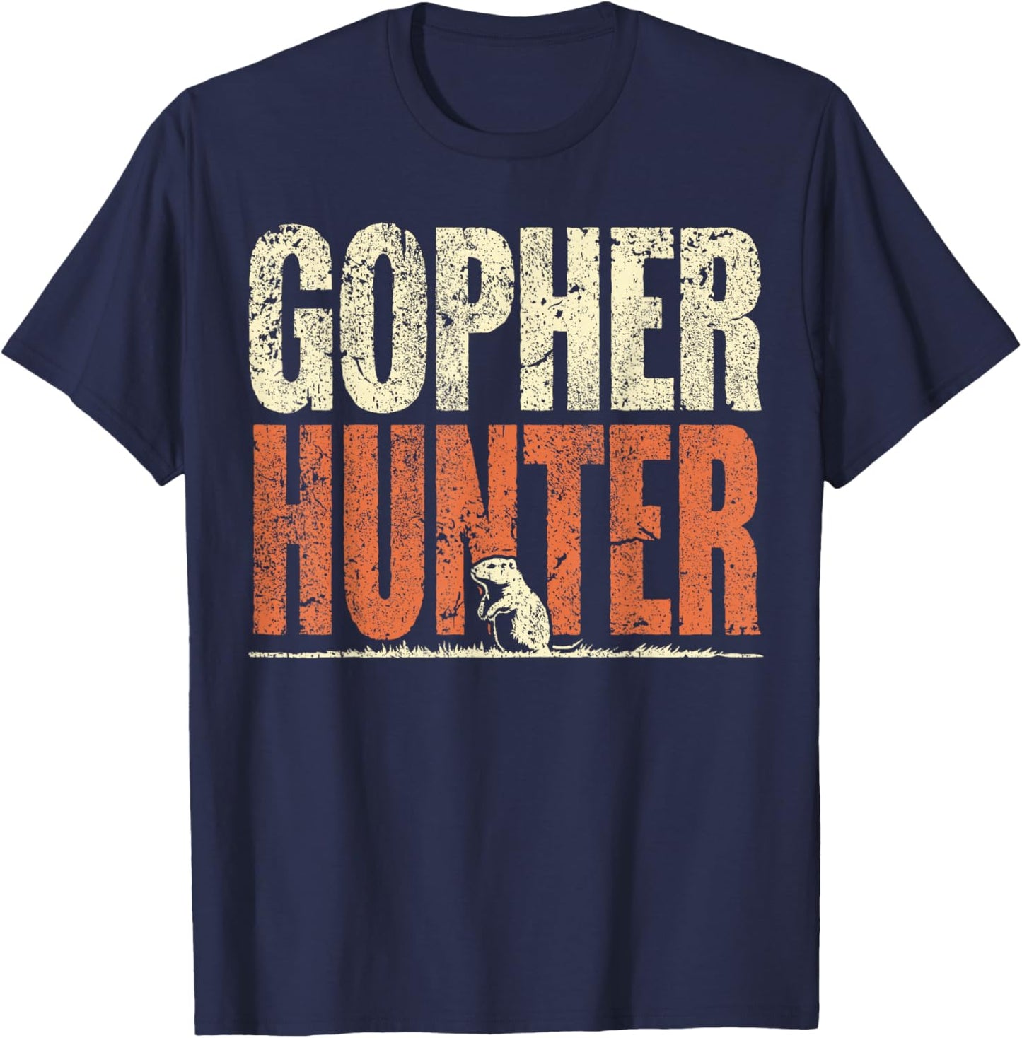Gopher Hunter Gifts & GOPHER HUNTER -Adults Black Classic Fit Short Sleeve T-Shirt - T-Shirt | Navy