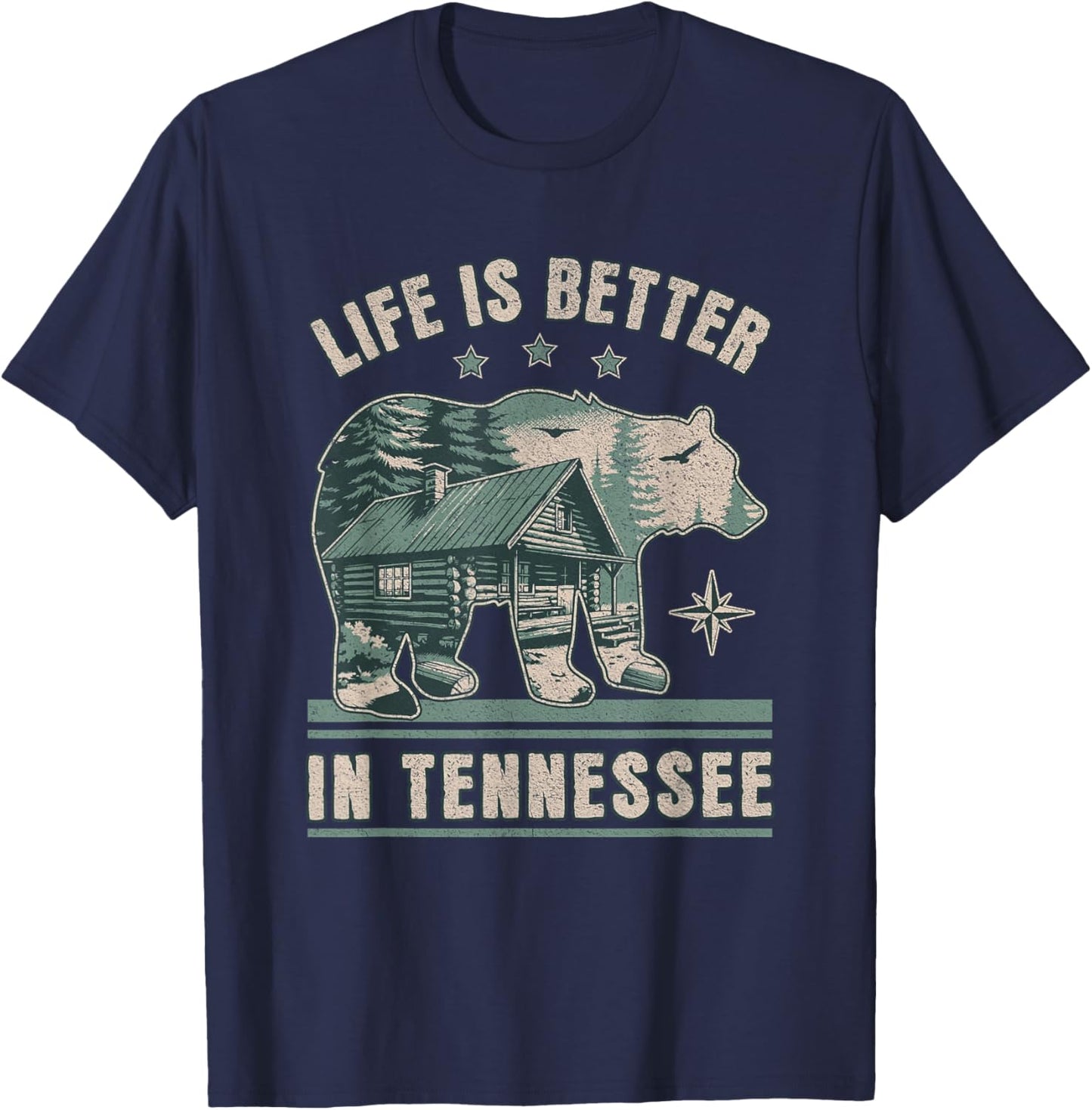Life Is Better In Tennessee, Smoky Mountains Outdoors Hiking T-Shirt - T-Shirt | Navy