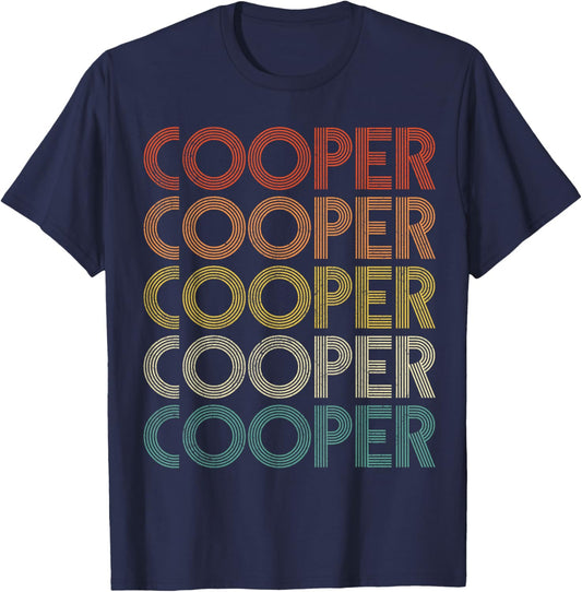 Cooper - Gifts Vintage Retro , -Adults/Kids, Black, Small, Short Sleeve T-Shirt - T-Shirt | Navy