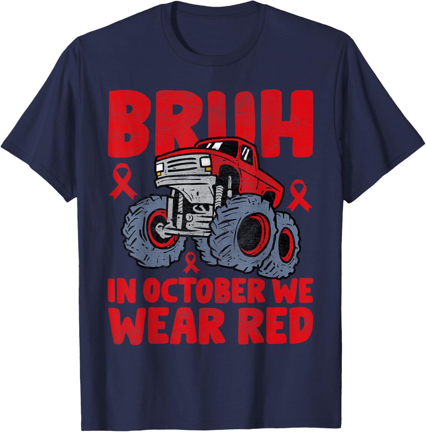 Red Ribbon Week Shirt for Kids Boys Bruh In October Wear Red T-Shirt - T-Shirt | Navy