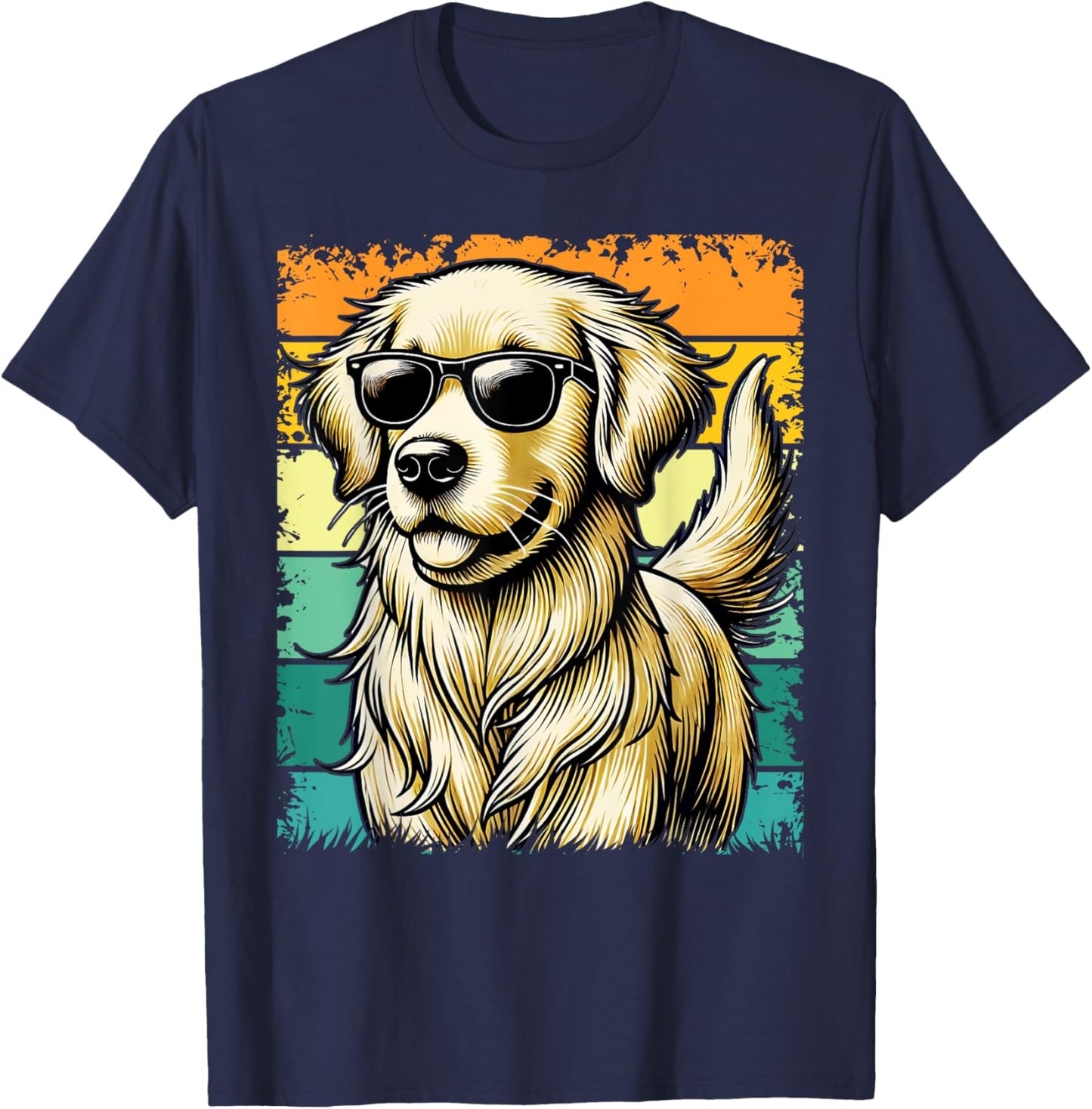 Golden Retriever for Kids Boys Girls Sunglasses Pet T-Shirt - T-Shirt | Navy