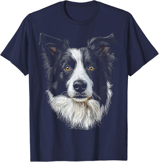 Border Collie Dog Motif Pet Mandala Border Collie T-Shirt - T-Shirt | Navy