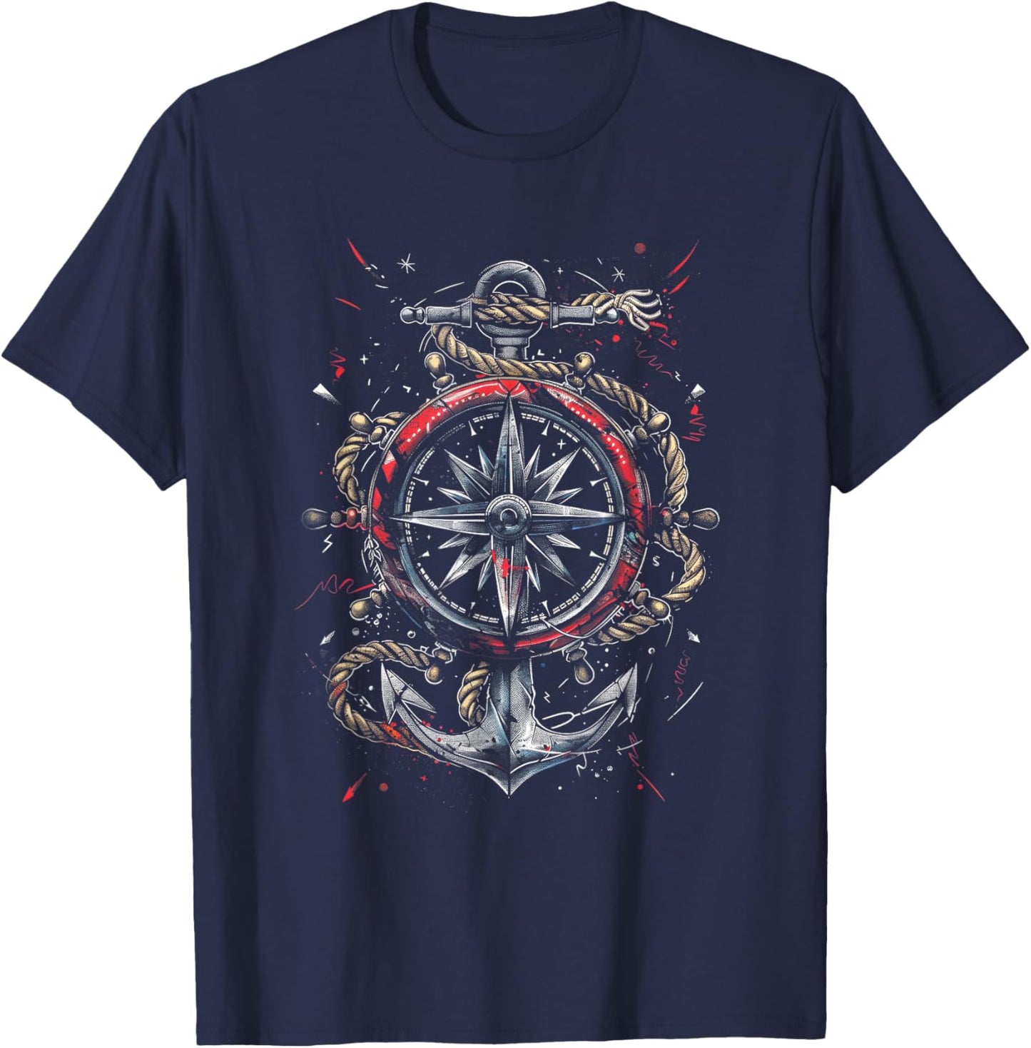 Sailor Nautical Compass Anchor Rope Compass rose T-Shirt - T-Shirt | Navy
