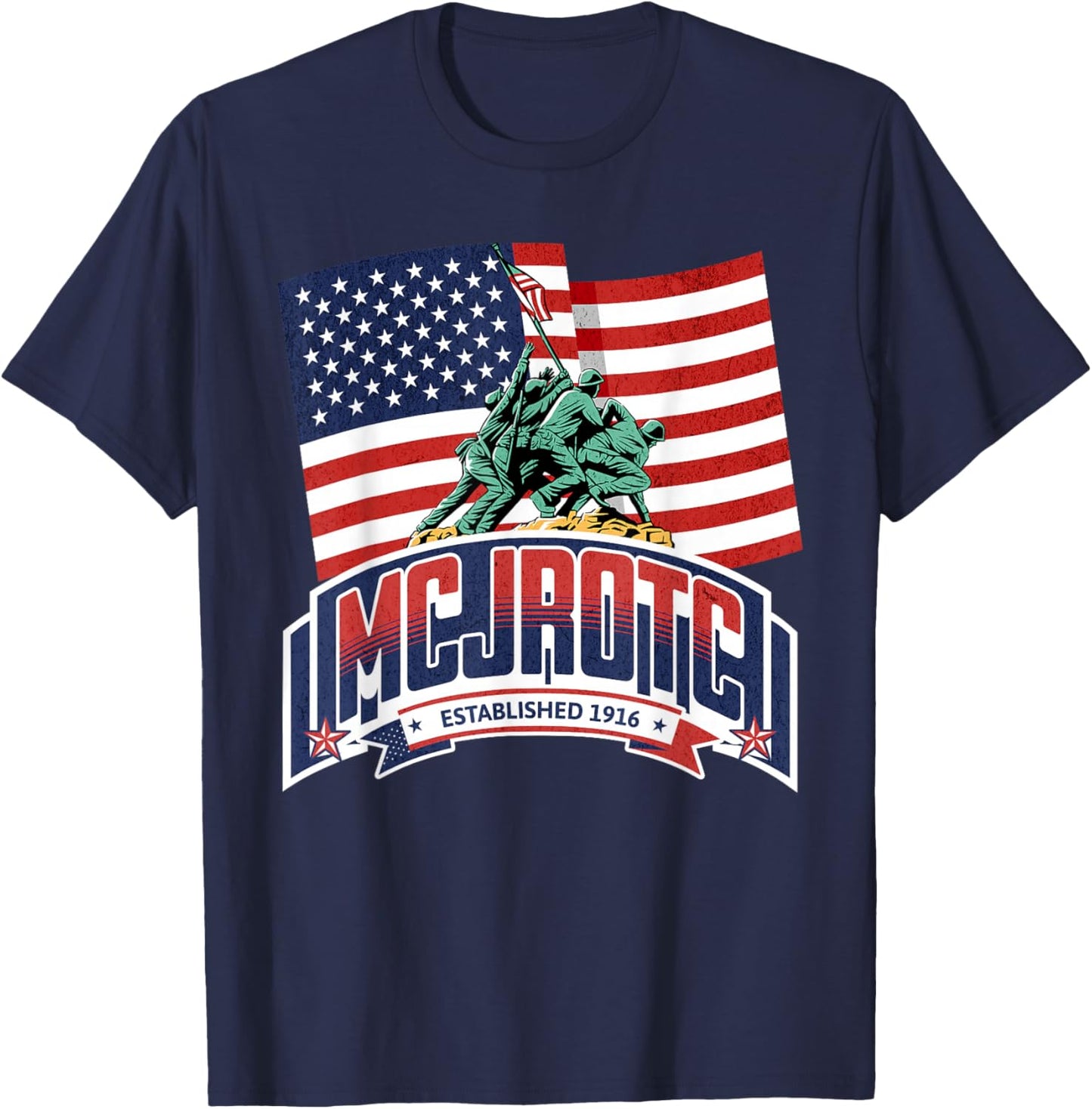 Patriotic MCJROTC Cadet Proud Military American Flag MCJROTC T-Shirt - T-Shirt | Navy