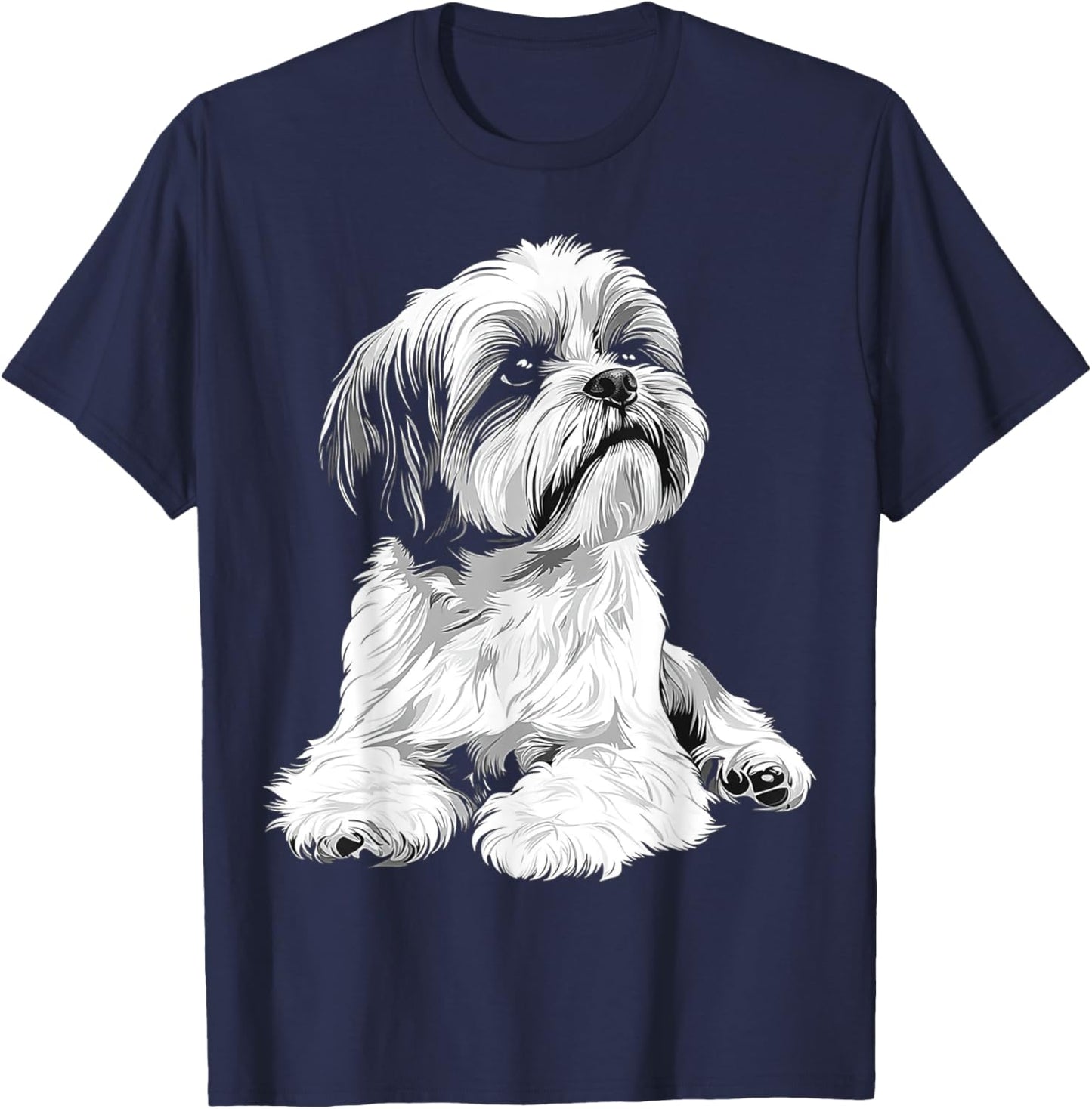 Shih Tzu Dog Motif Pet Illustration Shih Tzu Women Kids T-Shirt - T-Shirt | Navy