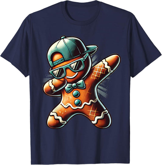 Cool Gingerbread Dabbing Funny Christmas Boys Kids Dab Dance T-Shirt - T-Shirt | Navy