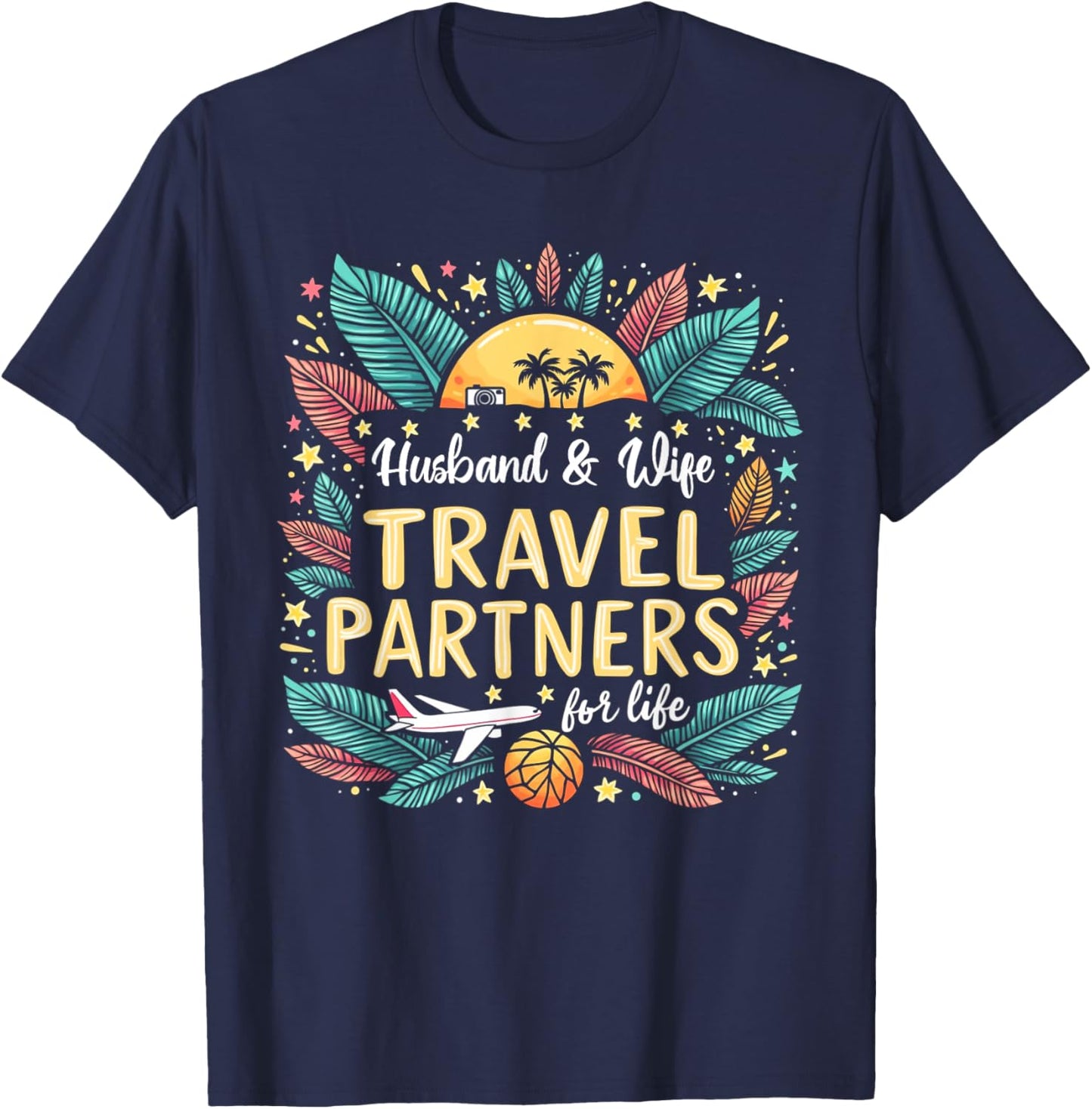 Husband And Wife Travel Partners For Life Summer Vacation T-Shirt - T-Shirt | Navy