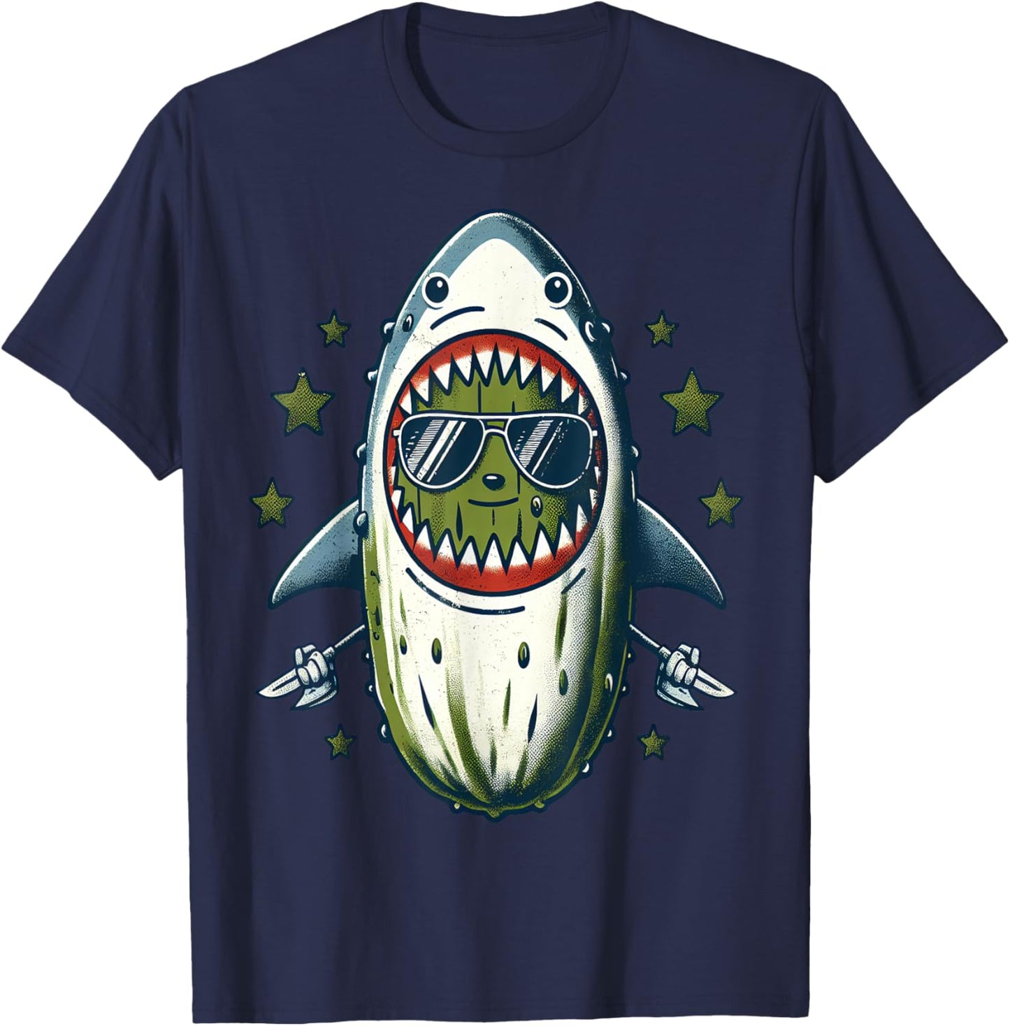 Cool Pickle Shark T-Shirt - T-Shirt | Navy