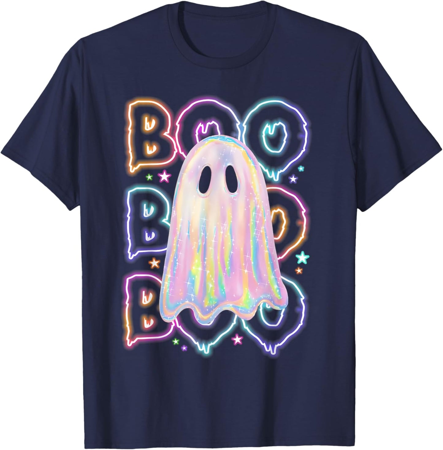 Cute Colorful Boo Ghost Boujee Halloween Costume Kid Toddler T-Shirt - T-Shirt | Navy