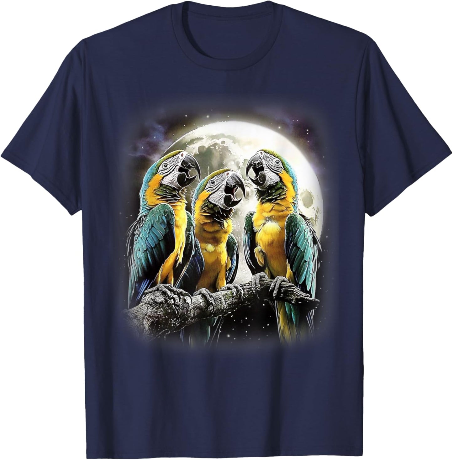 Catumet Parrot Adult , Black, Small, Short Sleeve, Funny Parrot Meme, Humorously Tropical T-Shirt - T-Shirt | Navy