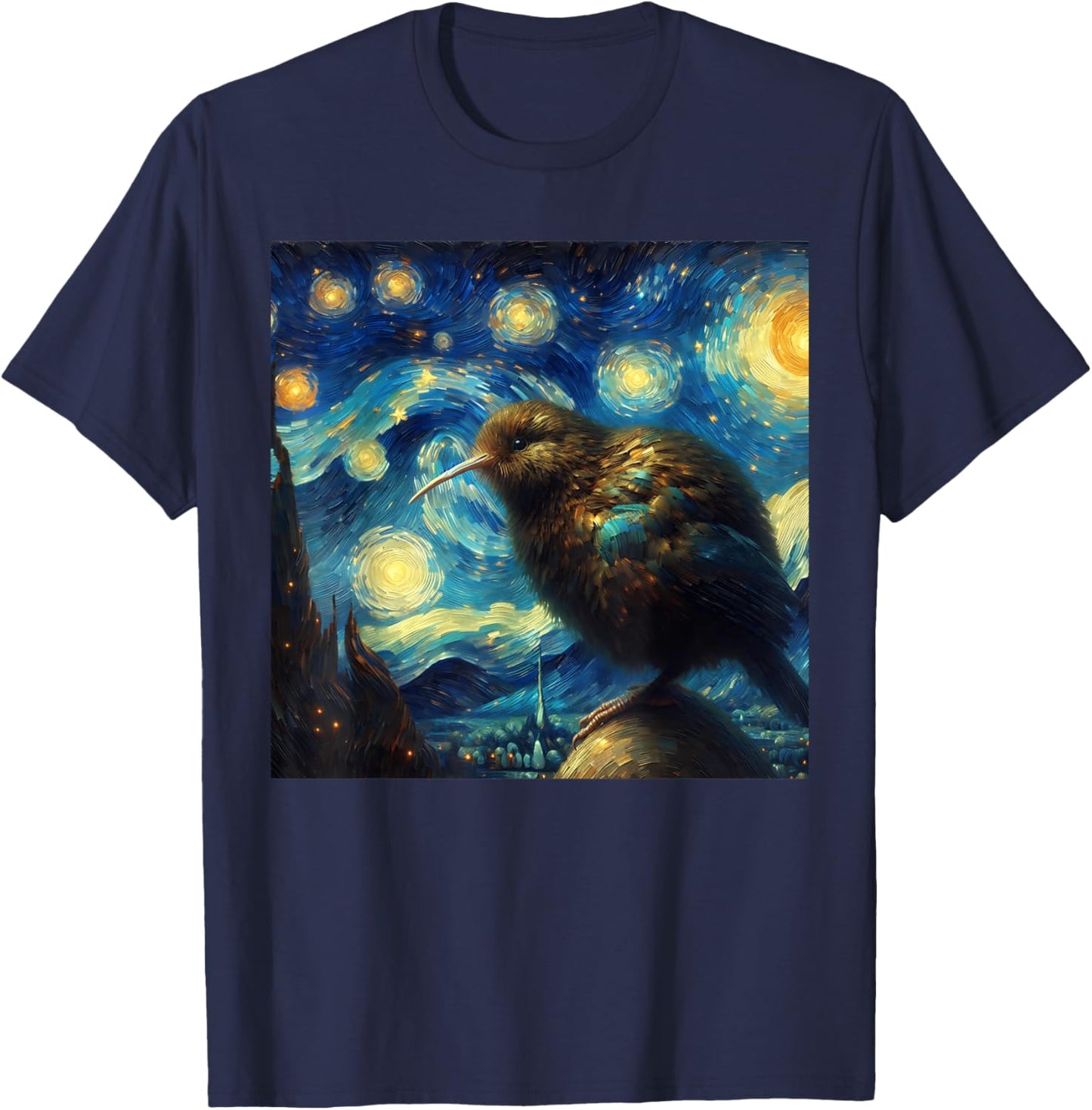 Kiwi Bird Starry Night Kiwi Bird T-Shirt - T-Shirt | Navy