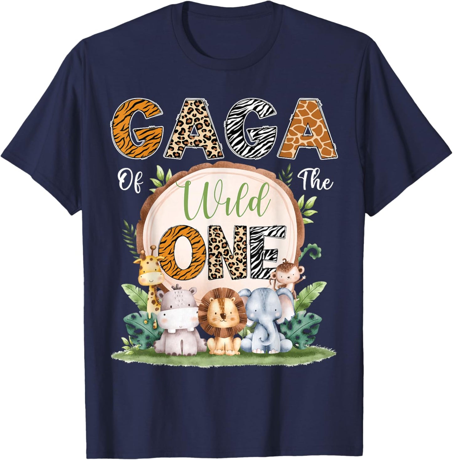 Gaga Of The Wild One First Birthday Safari Woodland T-Shirt - T-Shirt | Navy