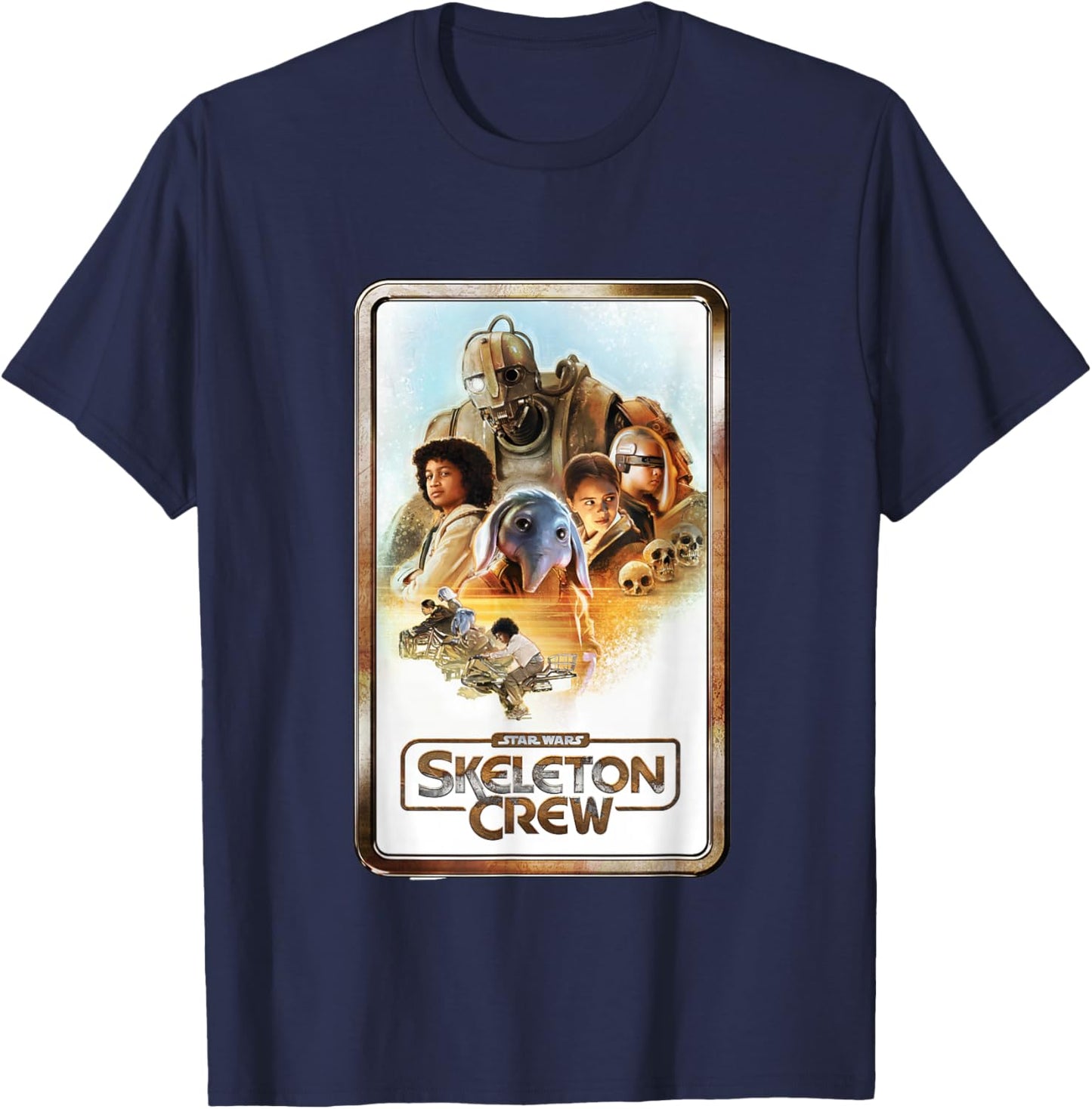 Star Wars Skeleton Crew Retro Golden Frame Poster T-Shirt - T-Shirt | Navy
