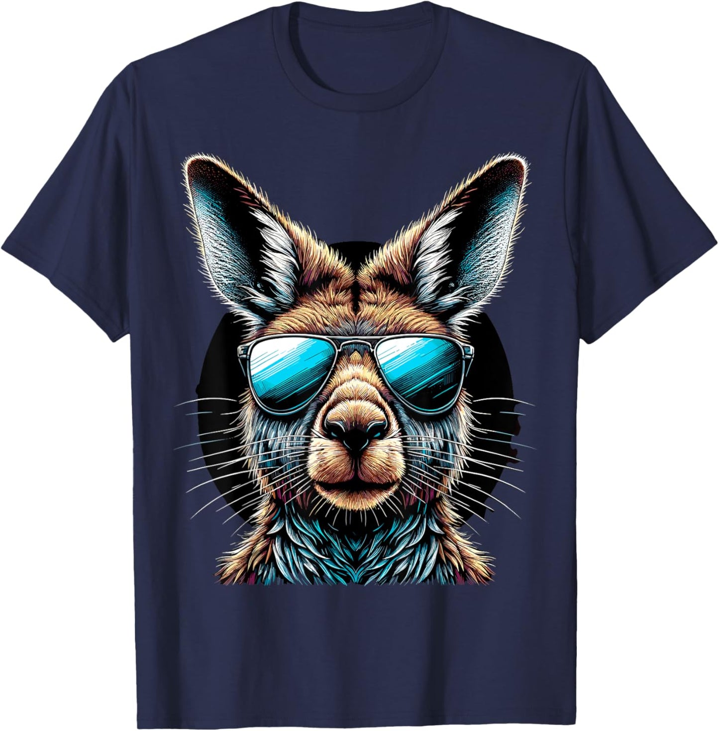 Kangaroo with Sunglasses Australia Animal T-Shirt - T-Shirt | Navy
