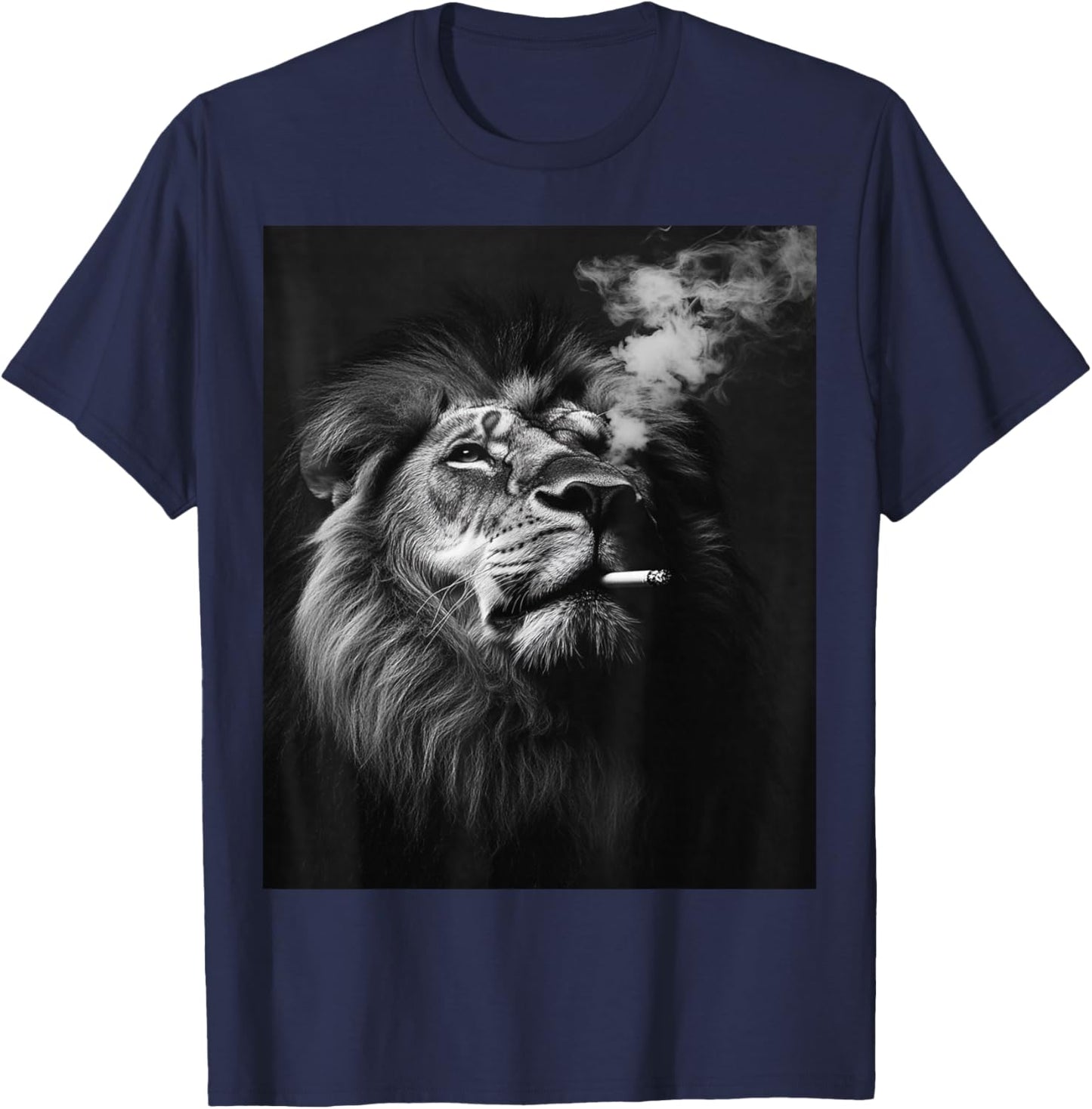 Funny Lion Meme Smoking Adult Humor Funny 2025 T-Shirt - T-Shirt | Navy