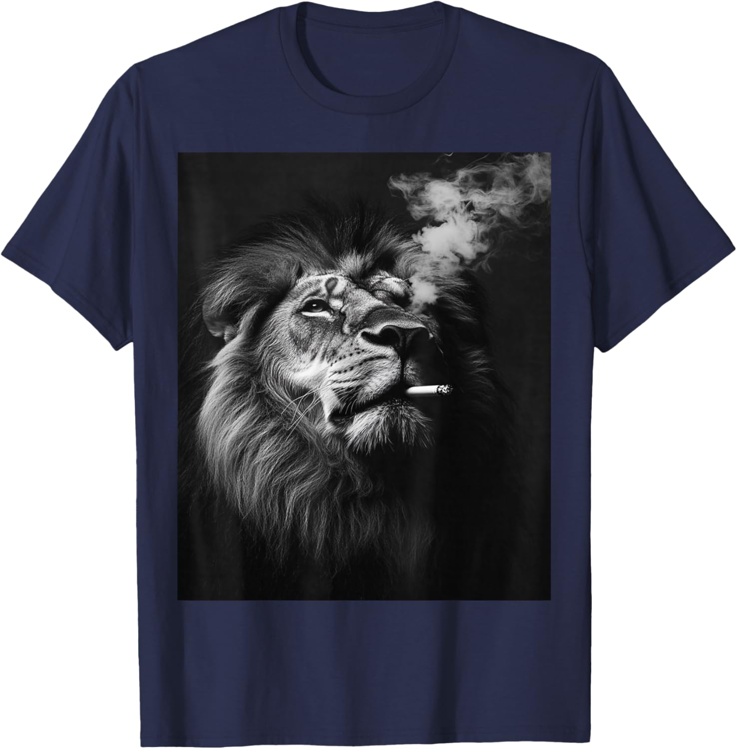 Funny Lion Meme Smoking Adult Humor Funny 2025 T-Shirt - T-Shirt | Navy