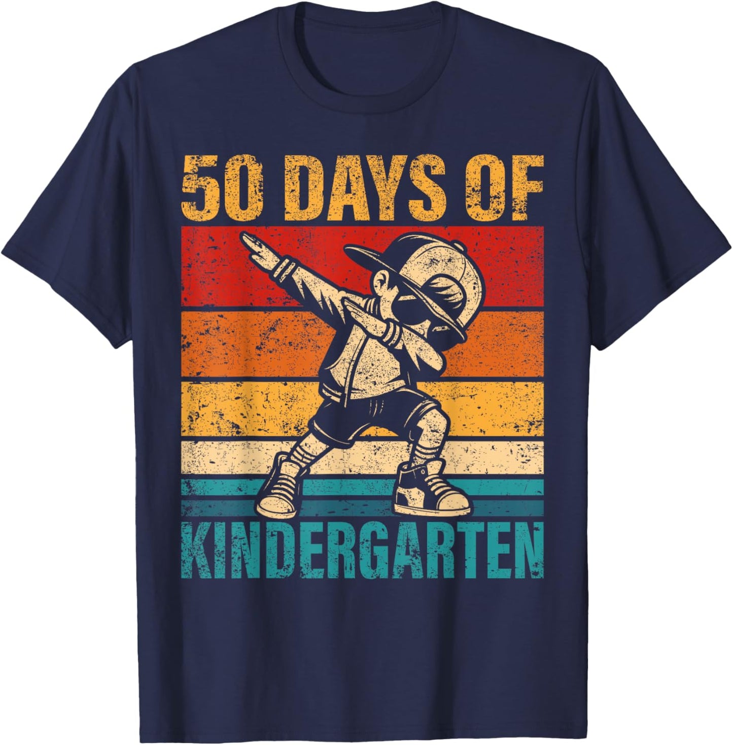 Kindergarten Dabbing Boy 50 Days Of Kindergarten Student T-Shirt - T-Shirt | Navy