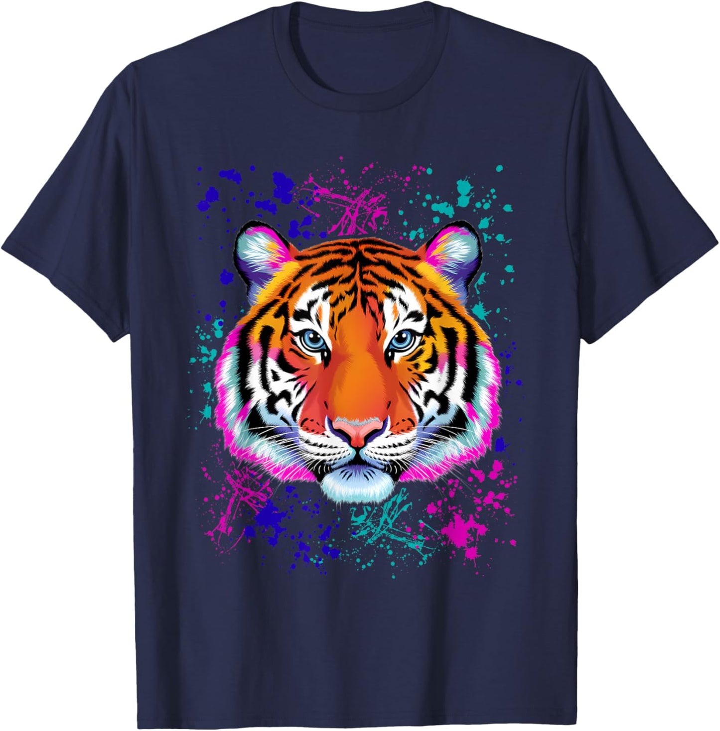 Colorful Tiger Graphic T-Shirt - T-Shirt | Navy