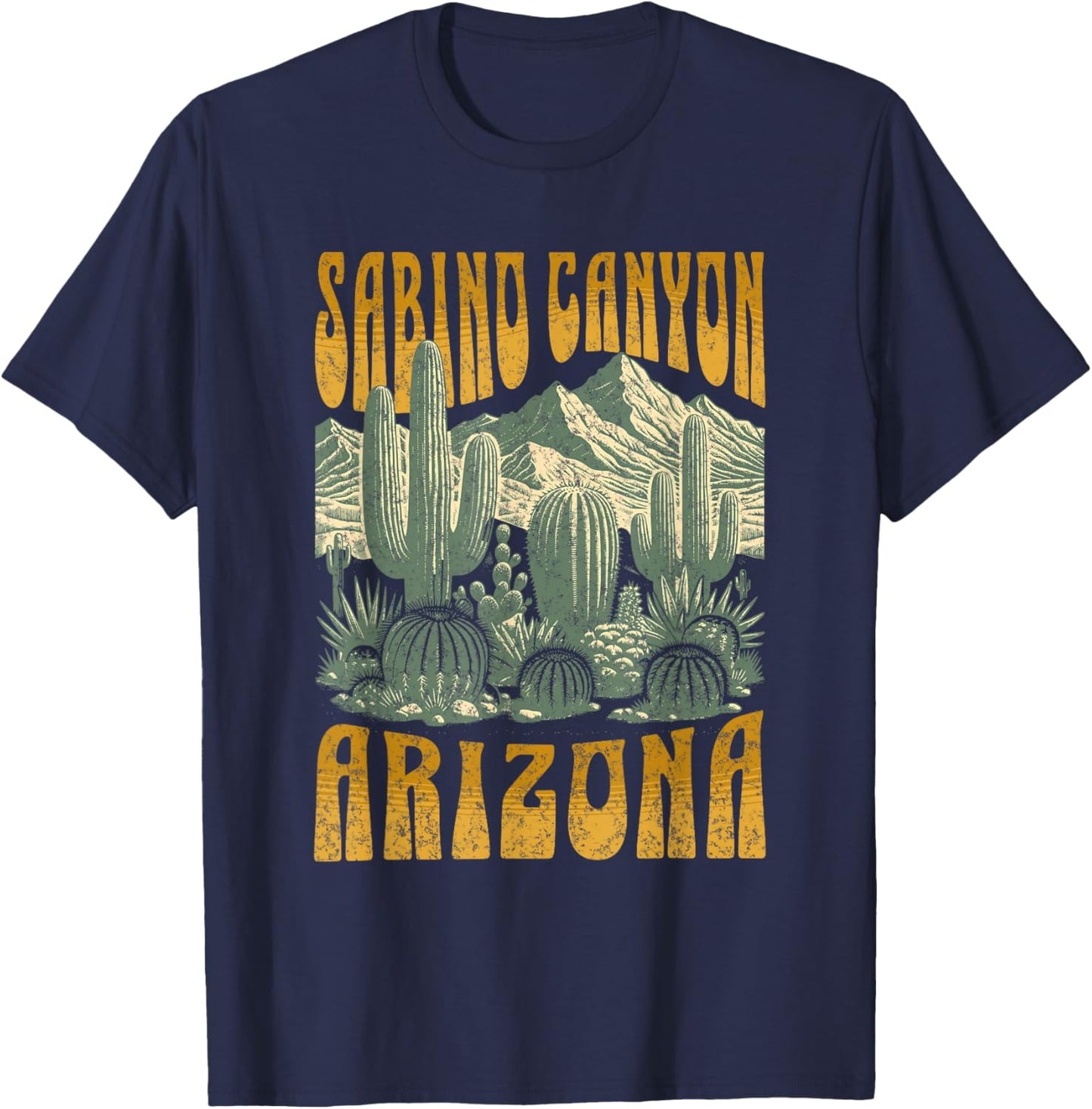 Sabino Canyon Arizona Cactus Retro Matching Family T-Shirt - T-Shirt | Navy