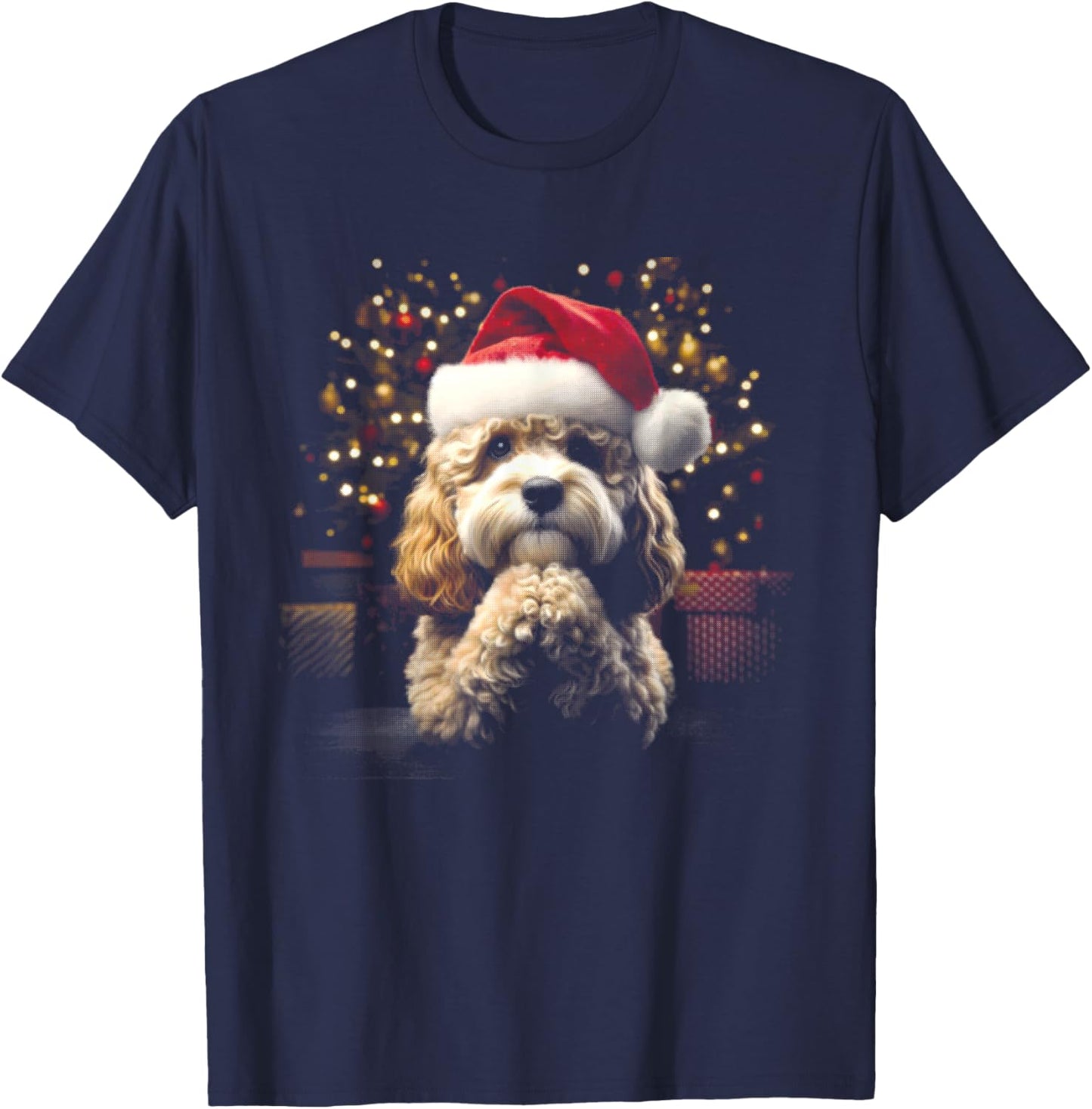 Cavapoo Cavoodle Santa Hat - Vintage Dog Xmas Lover T-Shirt - T-Shirt | Navy