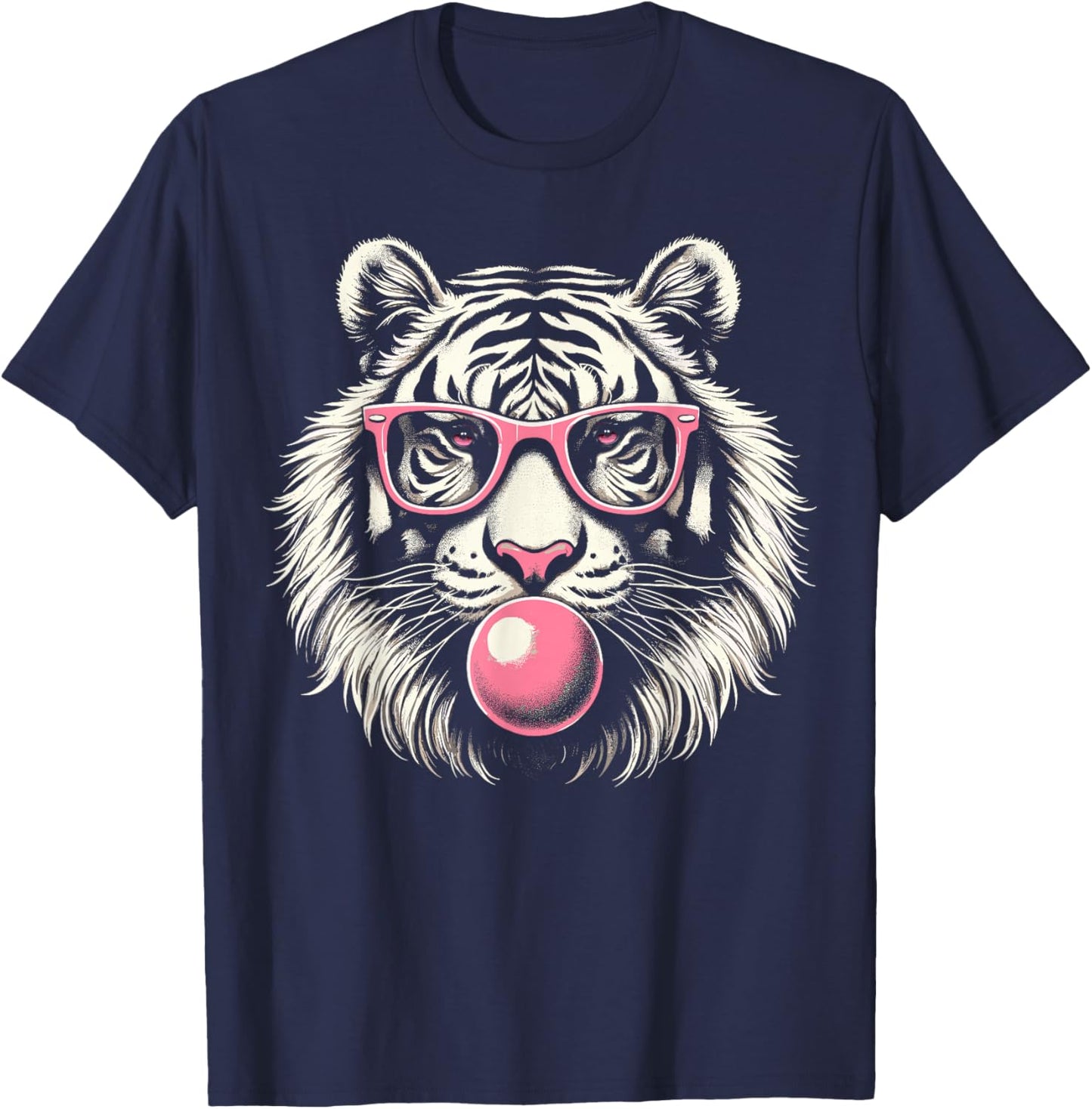 Tiger Face Animal Cute Tiger T-Shirt - T-Shirt | Navy